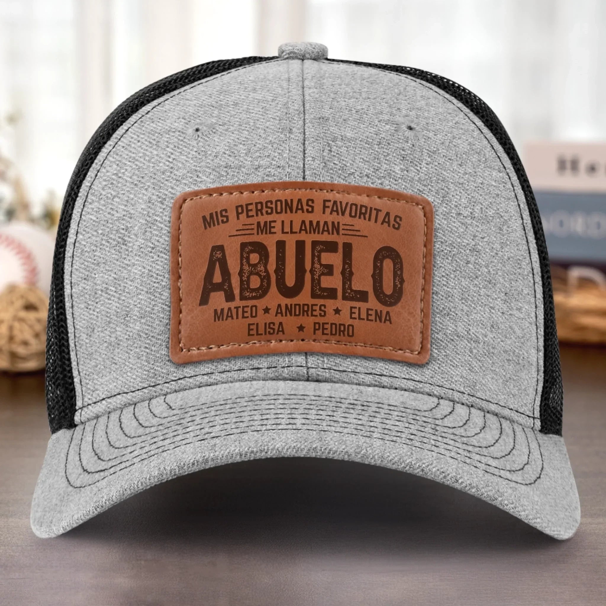 Gorra Con Parche De Cuero Personalizada - Regalos De Cumpleaos Personalizados Para Pap, Abuelo - Abuelos Llenos De Bendiciones