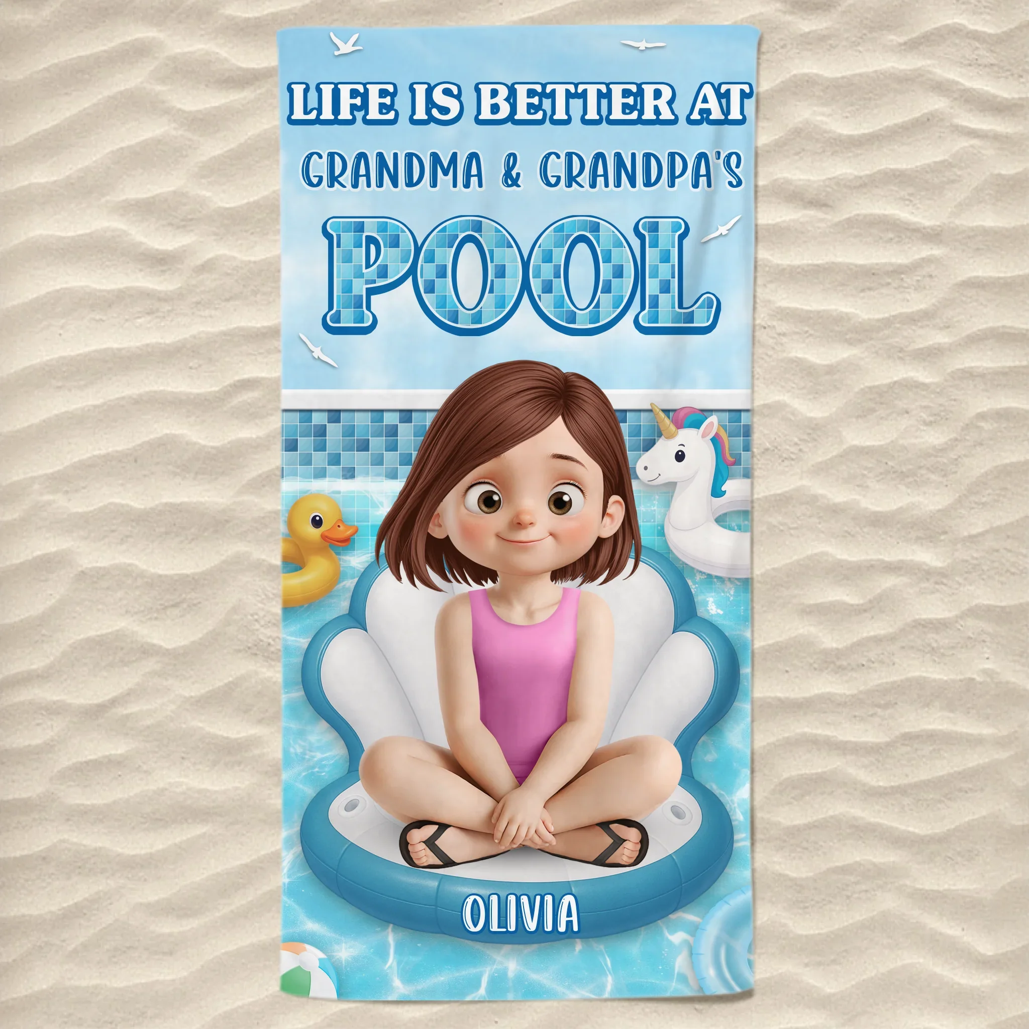 Custom Beach Towel - Personalized Summer Vacation And Travel Gifts For Family, Kids - Grandkid Pool Party