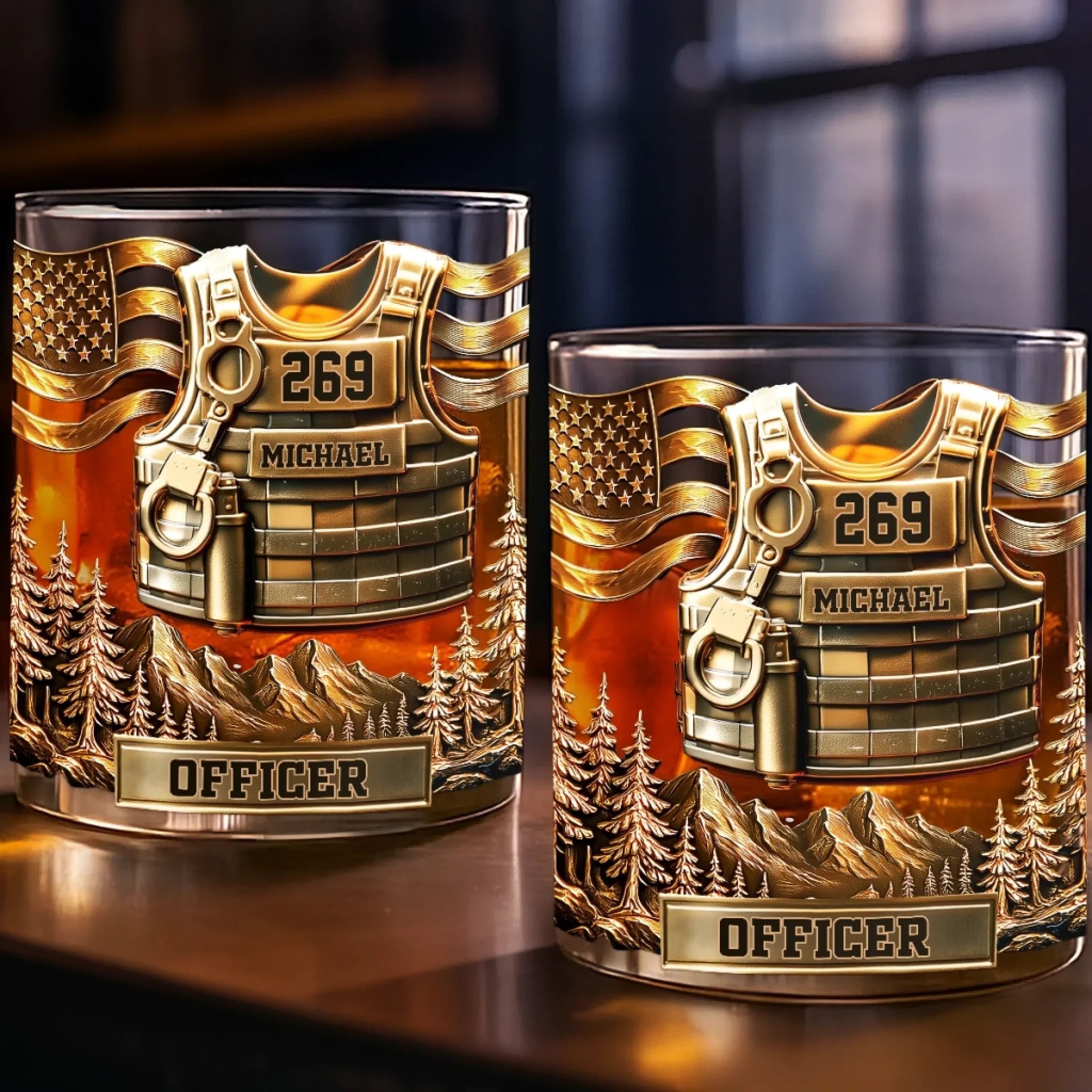 Custom 11oz Whiskey Glass - Personalized Funny Gifts For Best Friends, Family, Coworker, Work Bestie - Toast To Courage And Valor