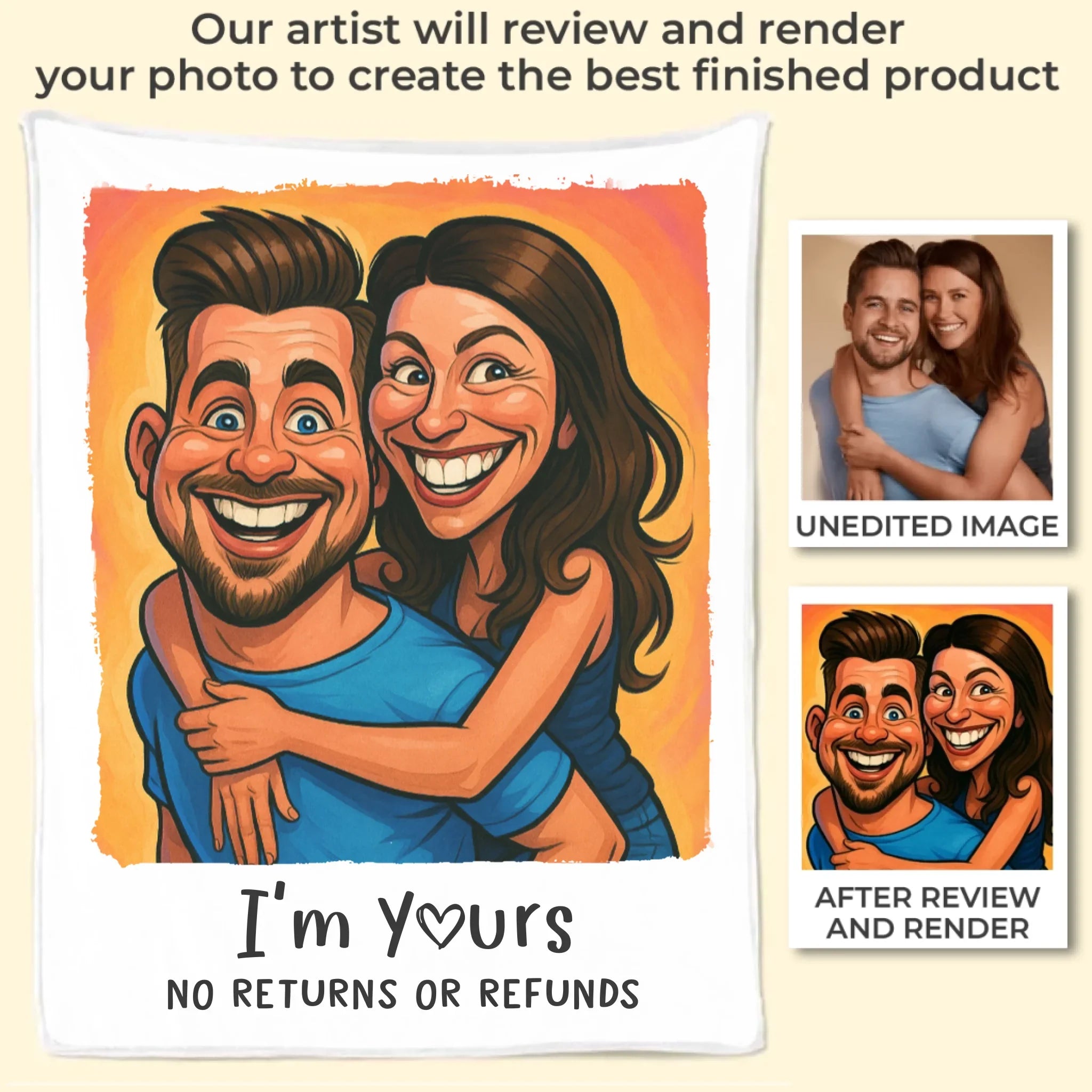Custom Photo Funny Caricature Blanket - Personalized Anniversary Wedding Gifts For Husband And Wife, Him And Her - Annoying Each Other