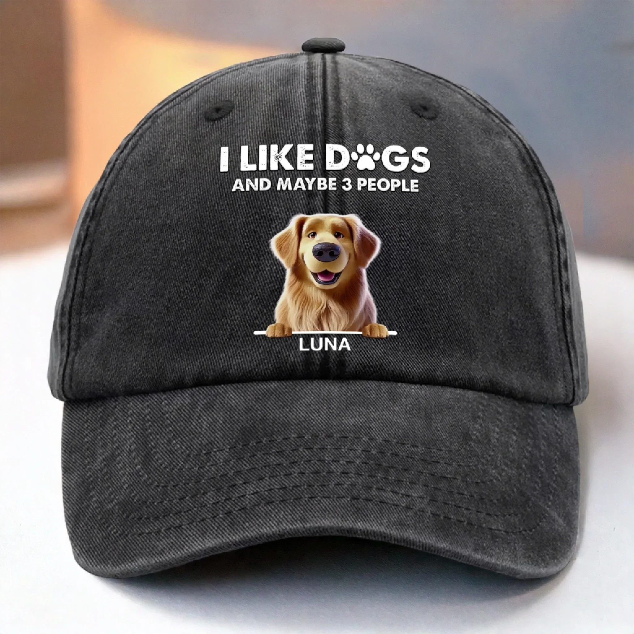 Custom Vintage Washed Denim Baseball Cap - Personalized Birthday Gifts For Dog Lovers, Dog Dad And Mom - Dog Dad Squad