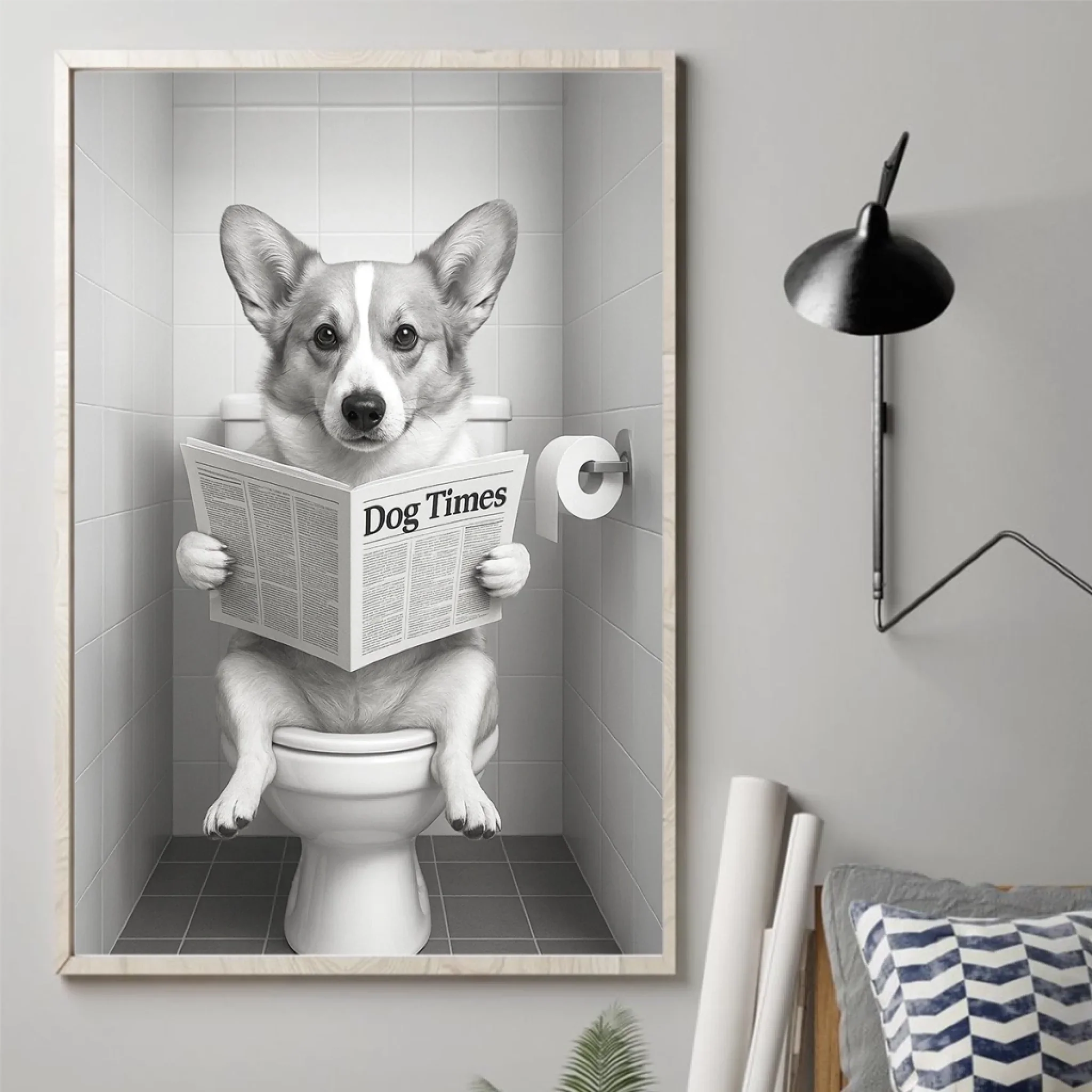 Custom Photo Bathroom Vertical Poster - Personalized Birthday Gifts For Dog Cat Lovers, Dog Dad And Mom, Cat Owners - Do Not Disturb, I’m Reading The Dog Times