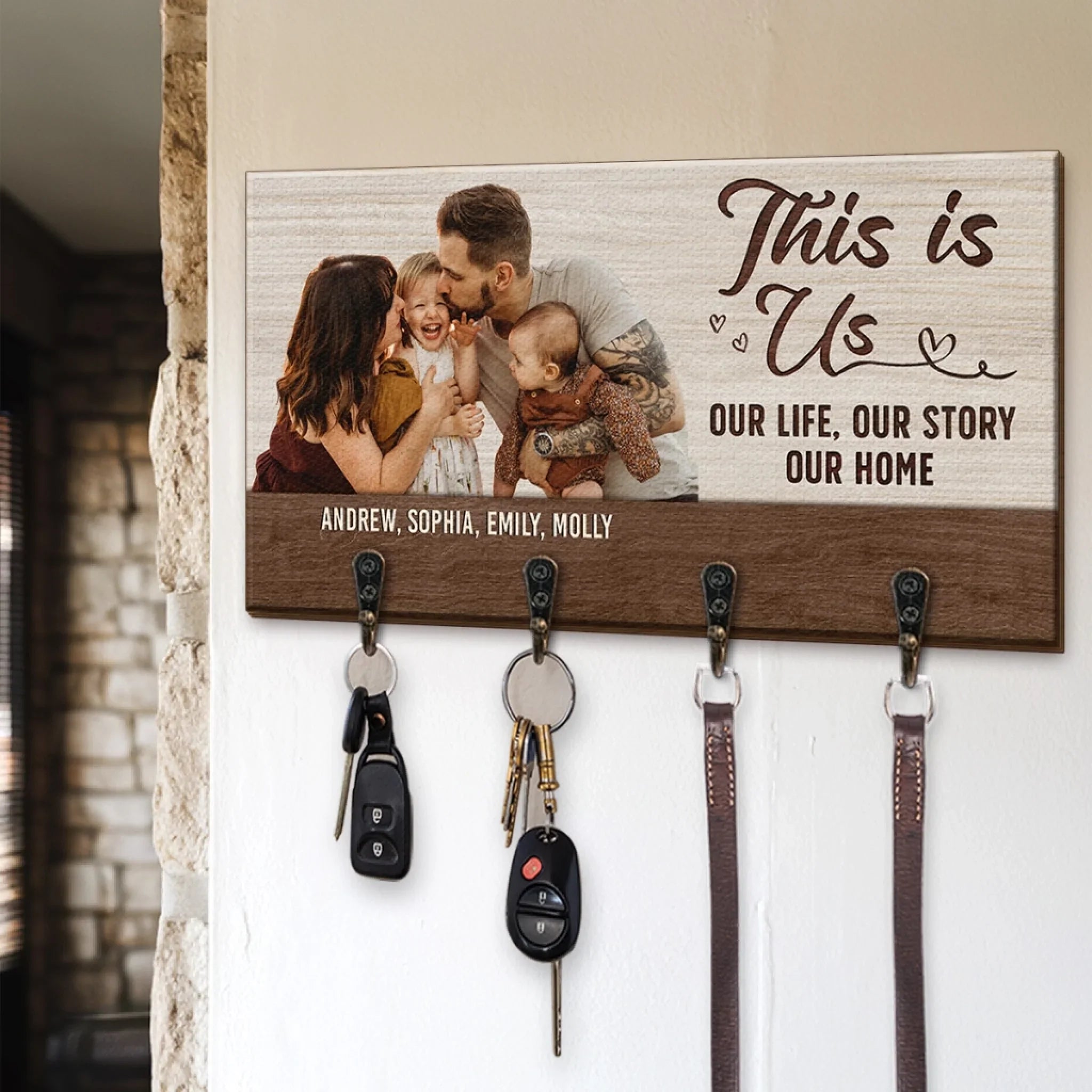 Custom Photo Key Hanger, Key Holder - Personalized Birthday Gifts For Mom, Dad, Kids - Your Welcome Starts Here