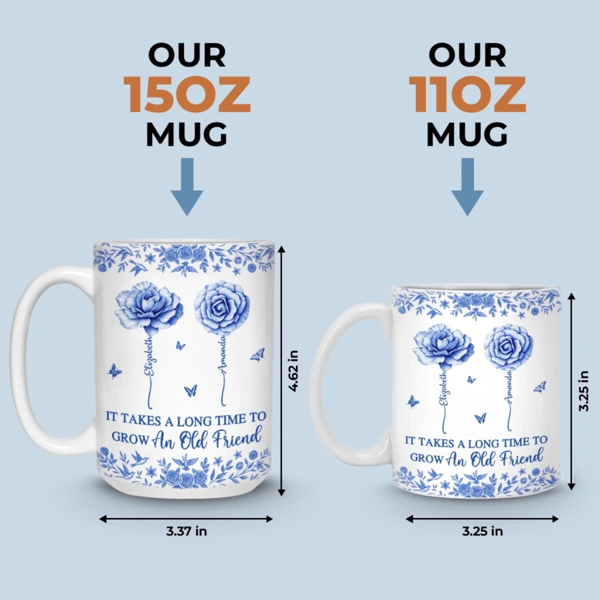 Custom Mug - Personalized Best Friend Birthday Gifts For Women - Blooms Of A Timeless Friendship