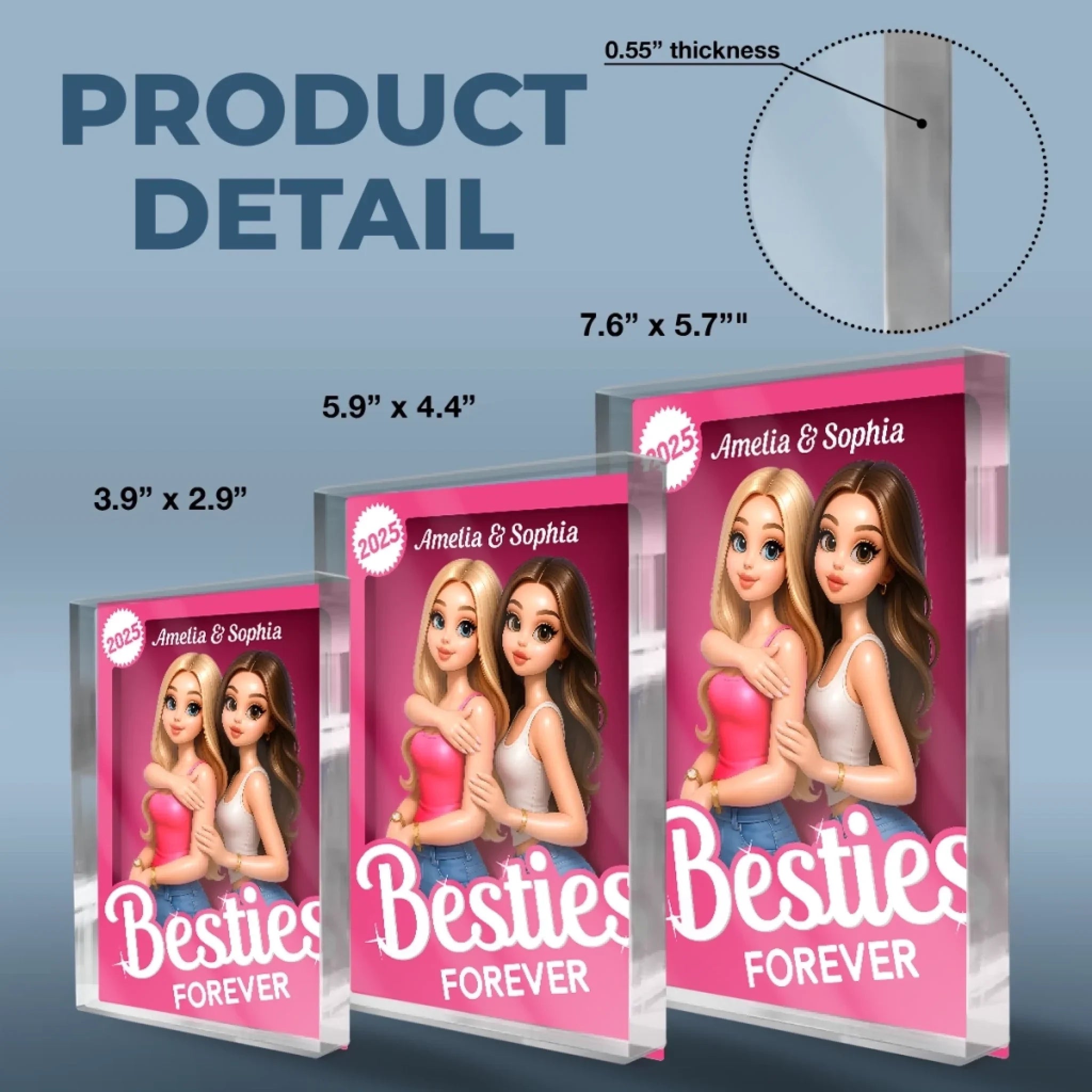 Custom Photo Rectangle Shaped Acrylic Plaque - Personalized Best Friend Birthday Gifts For Women, Besties, Sisters, BFF - Two Peas In A Pod
