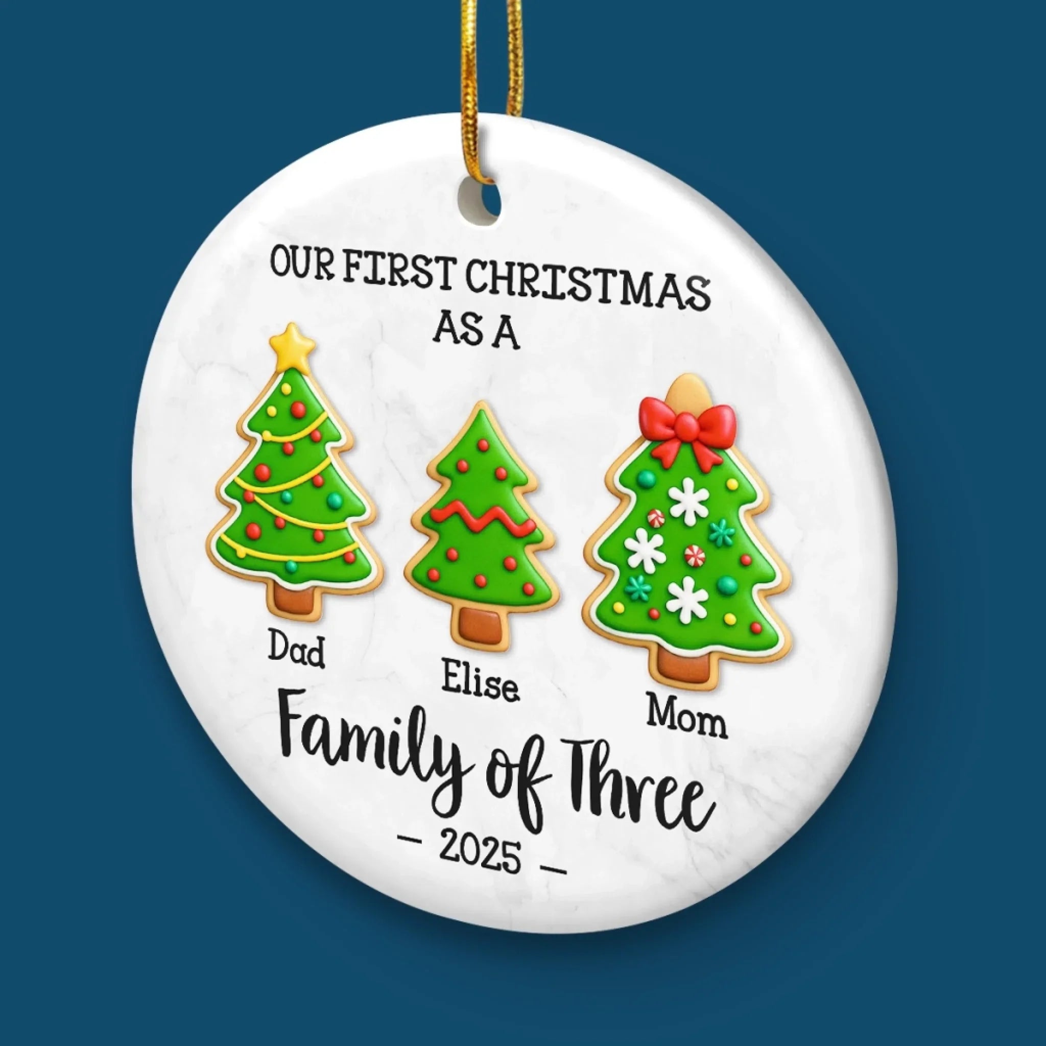 Custom Ceramic Ornament - Personalized Christmas Birthday Gifts For Mom, Dad, Kids - First Christmas With Our Little One
