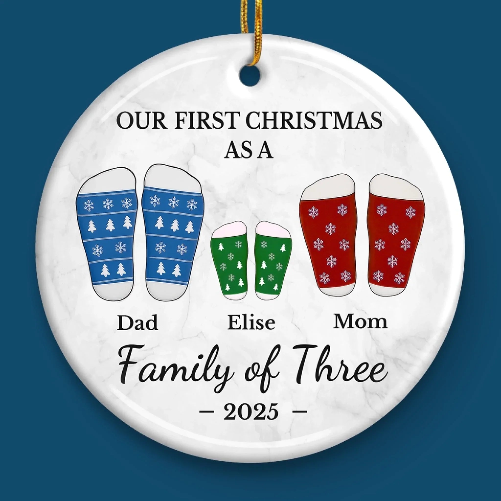 Custom Ceramic Ornament - Personalized Christmas Birthday Gifts For Mom, Dad, Kids - Cheers To Our First Christmas Together