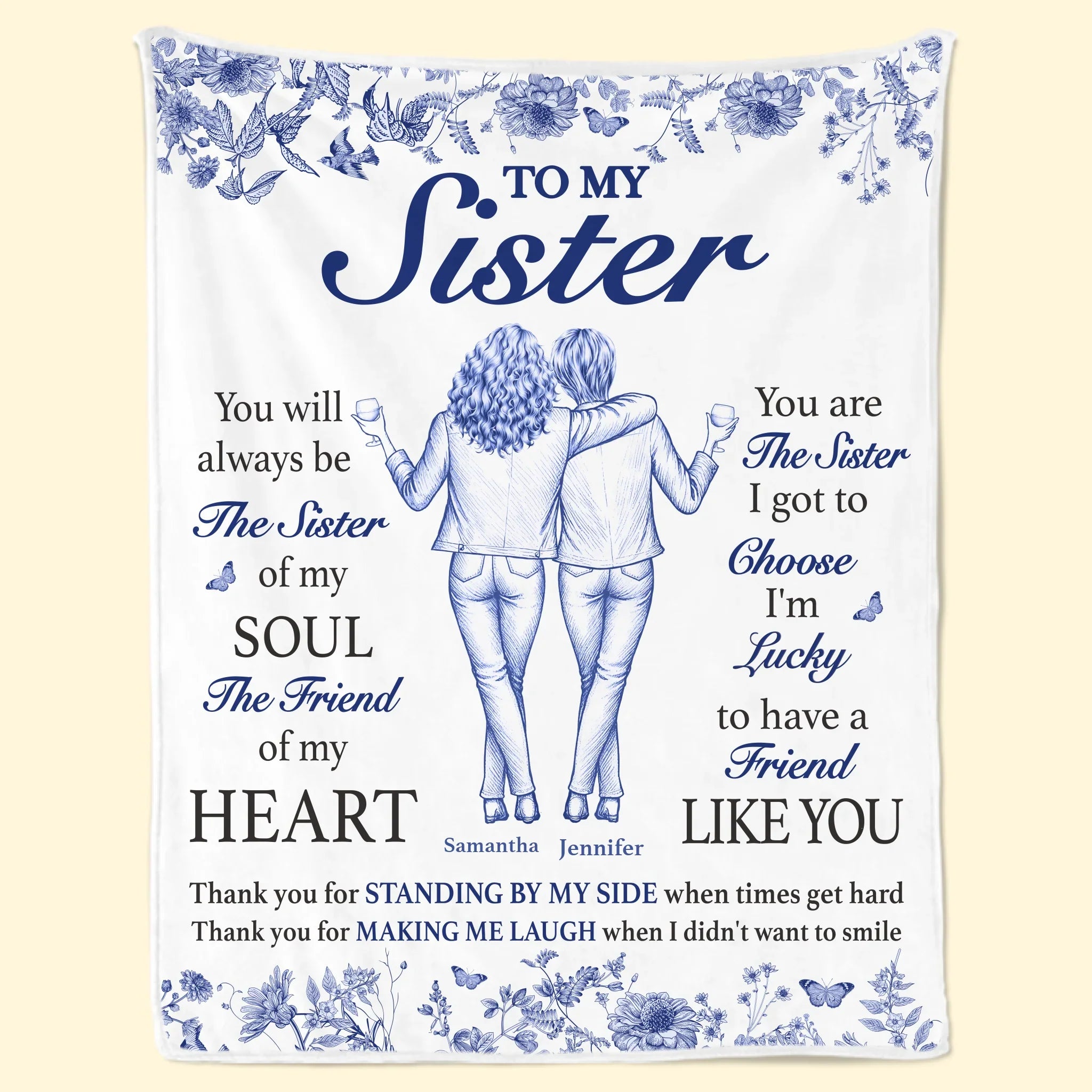 Custom Blanket - Personalized Best Friend Birthday Gifts For Women, Besties, Sisters, BFF - Lucky To Have A Friend Like You