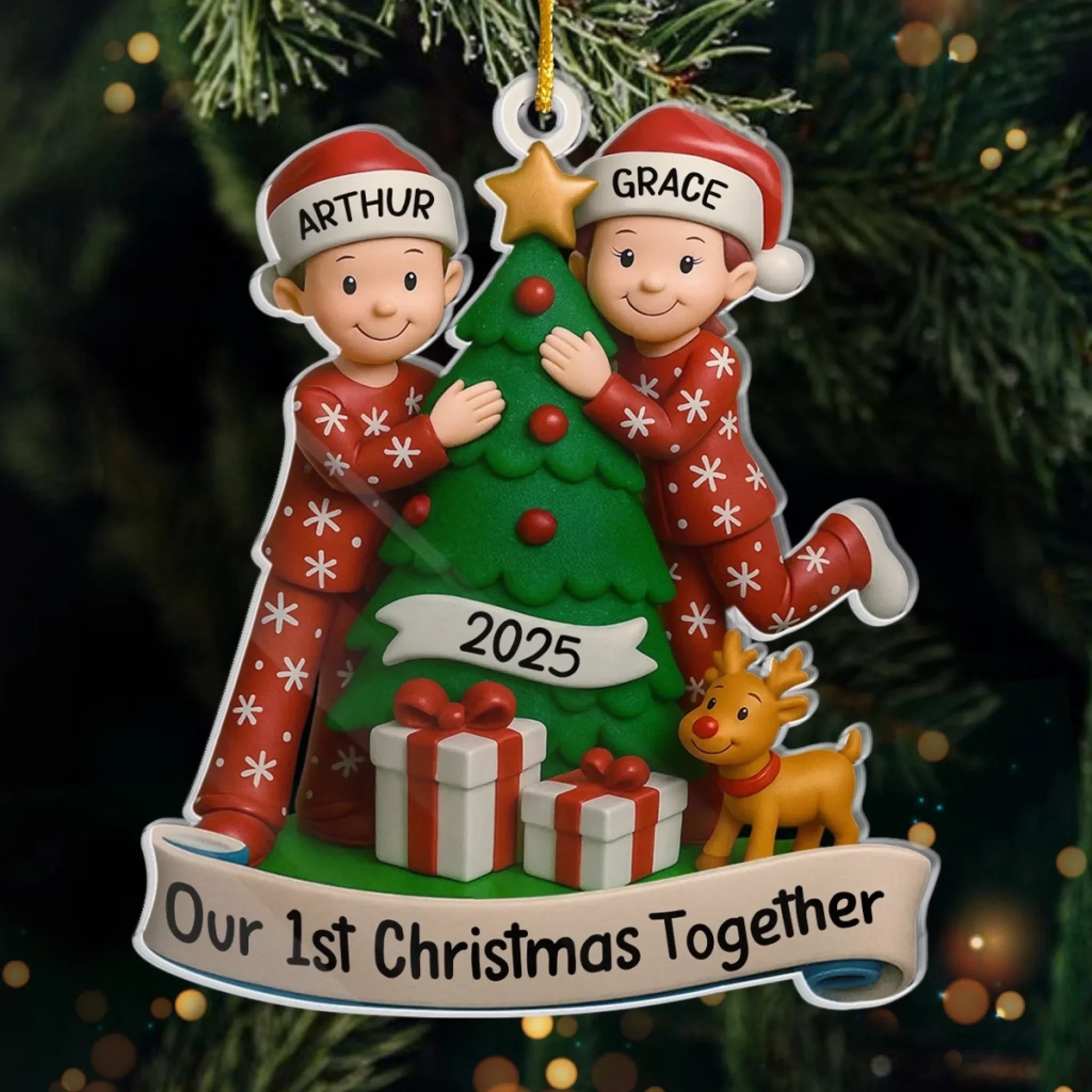 Custom Acrylic Ornament - Personalized Anniversary Christmas Wedding Gifts For Husband And Wife, Him And Her - The Best Present Is Being With You