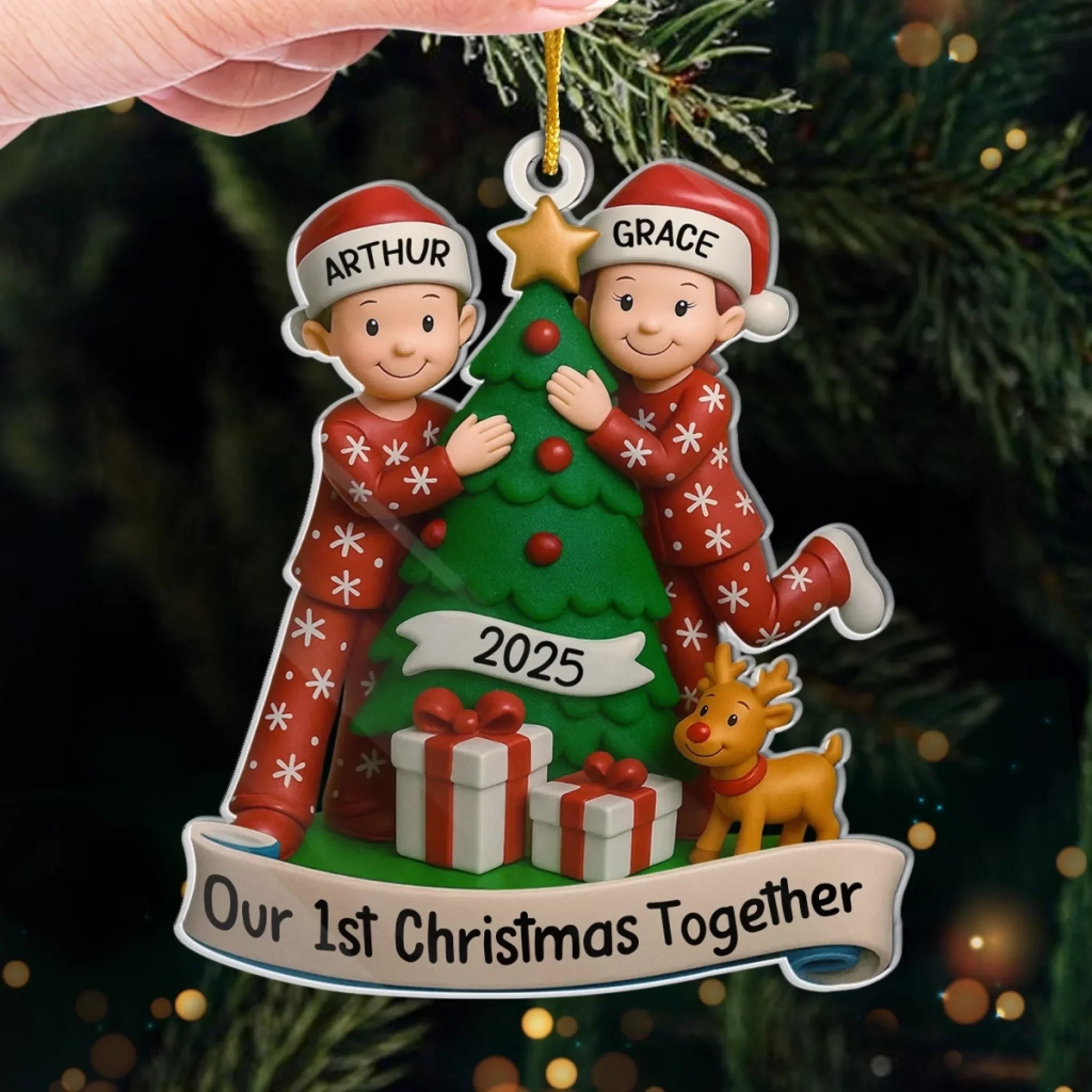 Custom Acrylic Ornament - Personalized Anniversary Christmas Wedding Gifts For Husband And Wife, Him And Her - The Best Present Is Being With You