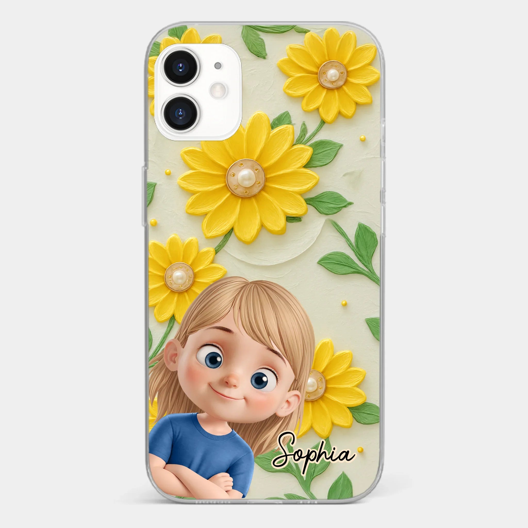 Custom 3D Inflated Effect Printed Clear Phone Case - Personalized Birthday Gifts For Mom, Grandma - Blooming With Joy Together