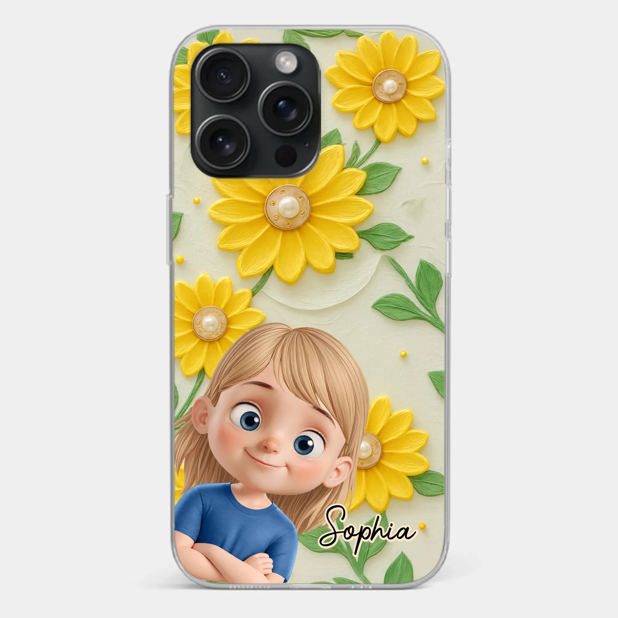 Custom 3D Inflated Effect Printed Clear Phone Case - Personalized Birthday Gifts For Mom, Grandma - Blooming With Joy Together