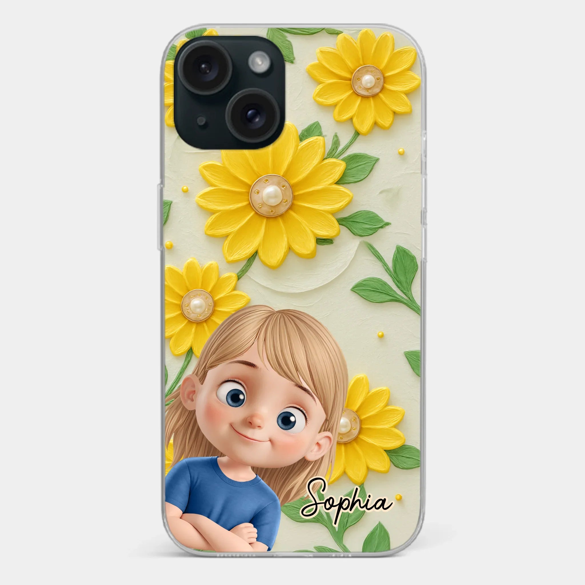 Custom 3D Inflated Effect Printed Clear Phone Case - Personalized Birthday Gifts For Mom, Grandma - Blooming With Joy Together