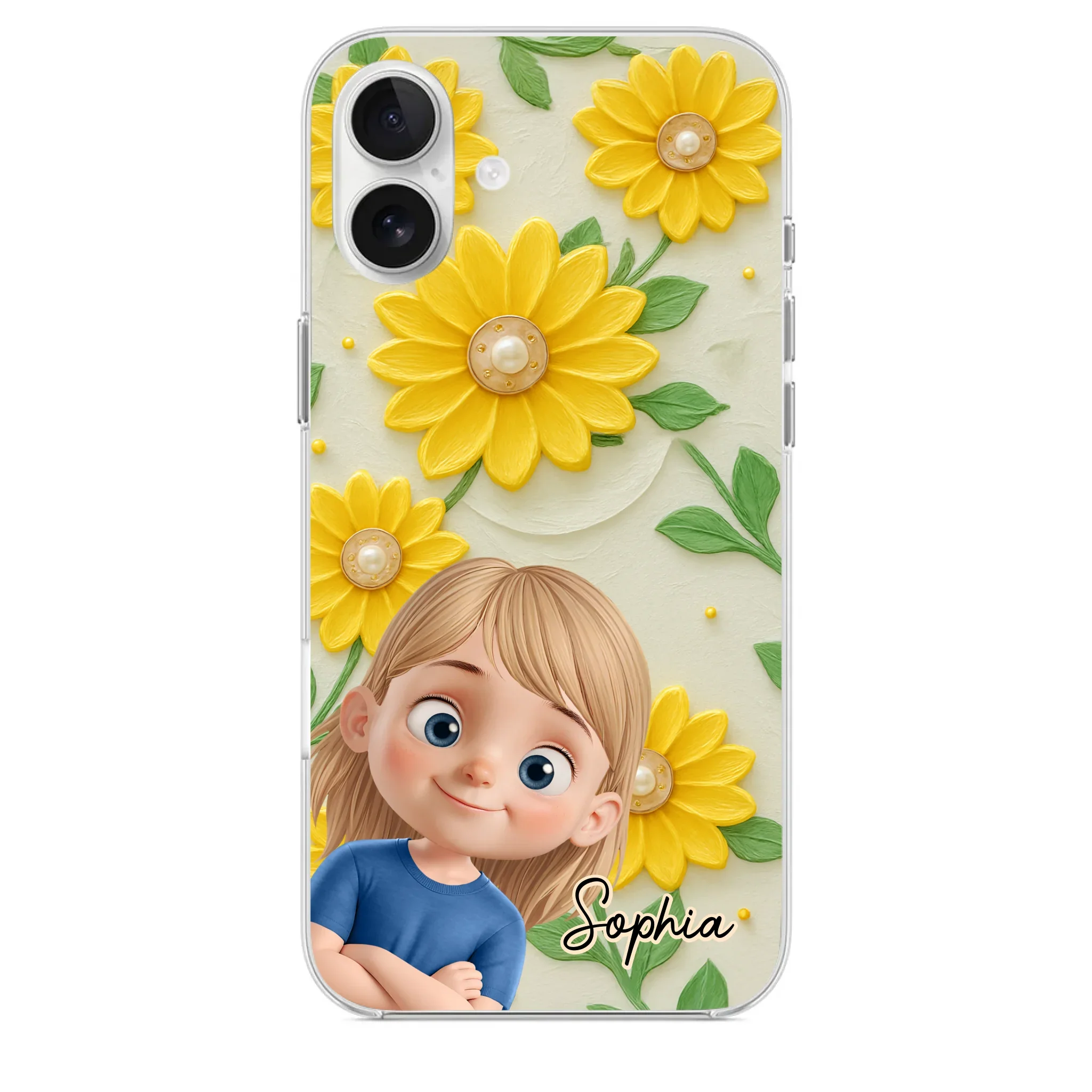 Custom 3D Inflated Effect Printed Clear Phone Case - Personalized Birthday Gifts For Mom, Grandma - Blooming With Joy Together