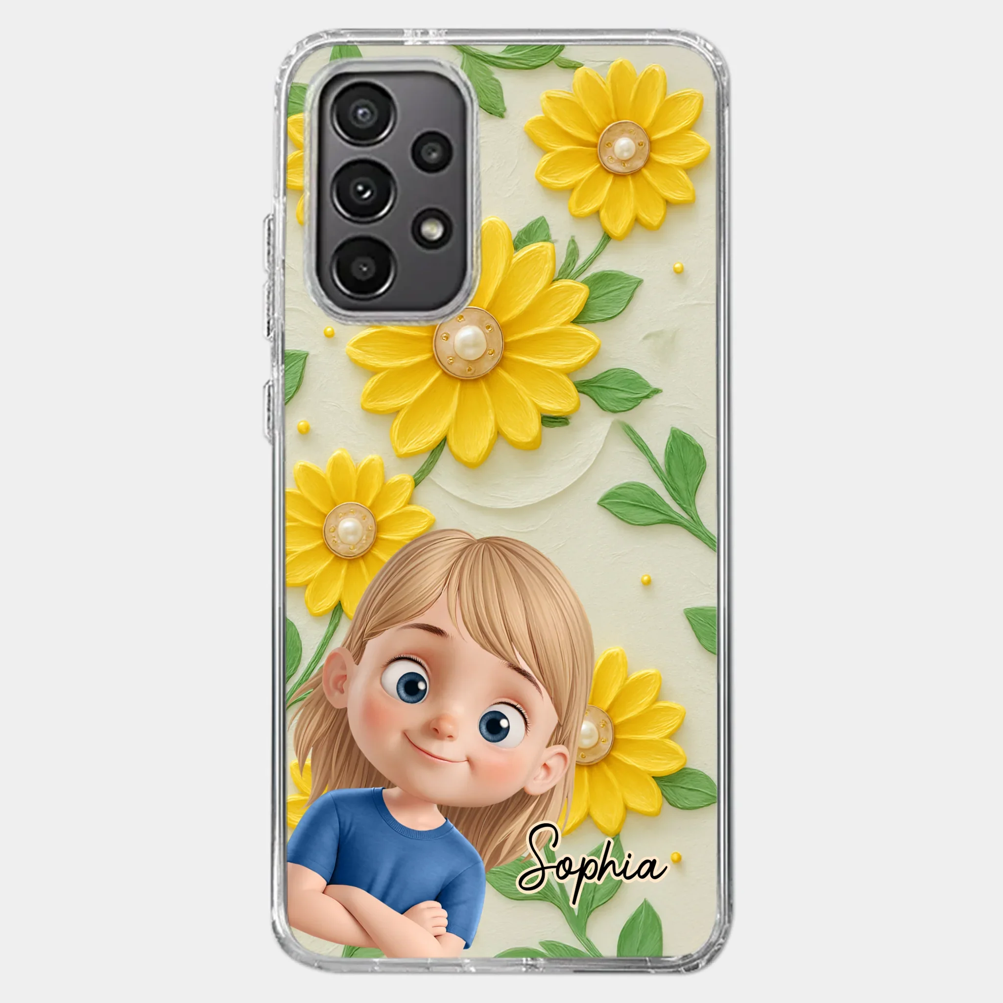 Custom 3D Inflated Effect Printed Clear Phone Case - Personalized Birthday Gifts For Mom, Grandma - Blooming With Joy Together