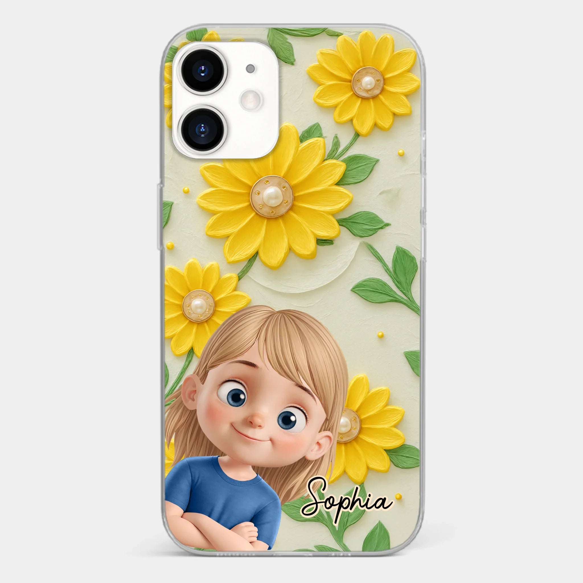 Custom 3D Inflated Effect Printed Clear Phone Case - Personalized Birthday Gifts For Mom, Grandma - Blooming With Joy Together