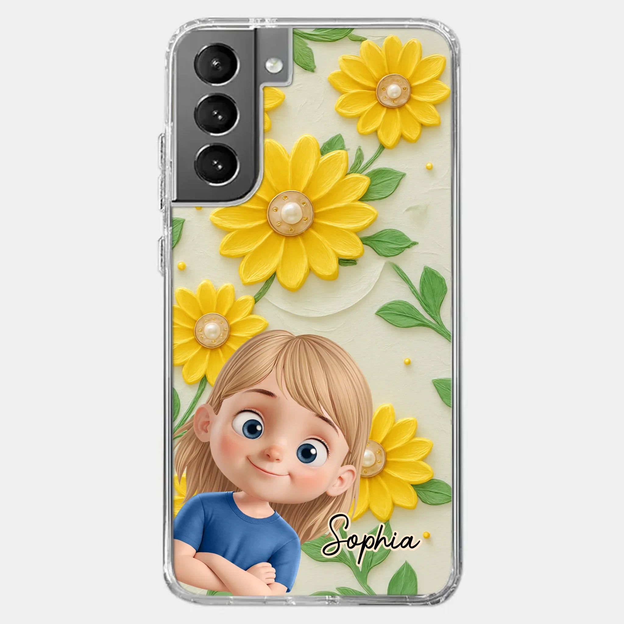 Custom 3D Inflated Effect Printed Clear Phone Case - Personalized Birthday Gifts For Mom, Grandma - Blooming With Joy Together