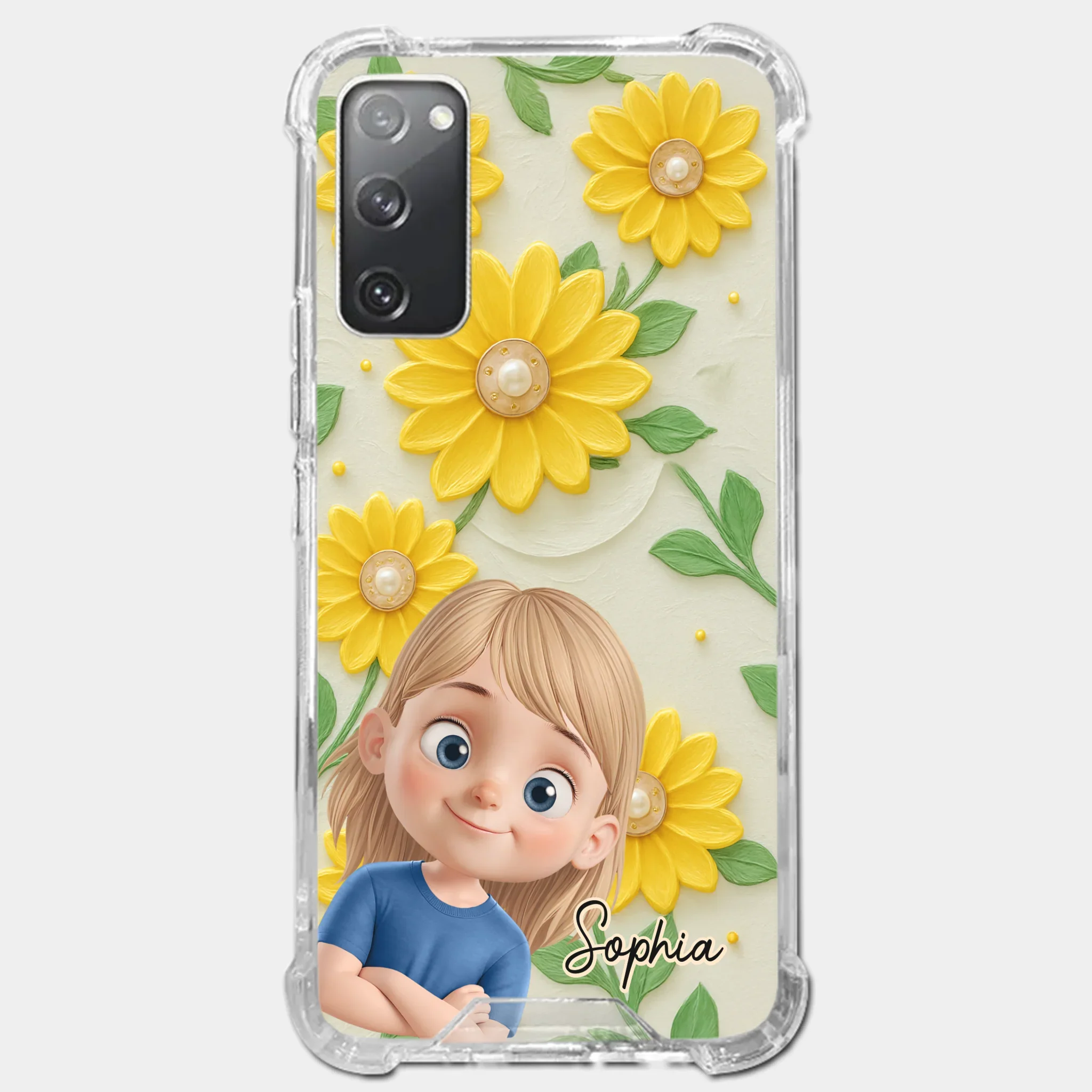 Custom 3D Inflated Effect Printed Clear Phone Case - Personalized Birthday Gifts For Mom, Grandma - Blooming With Joy Together
