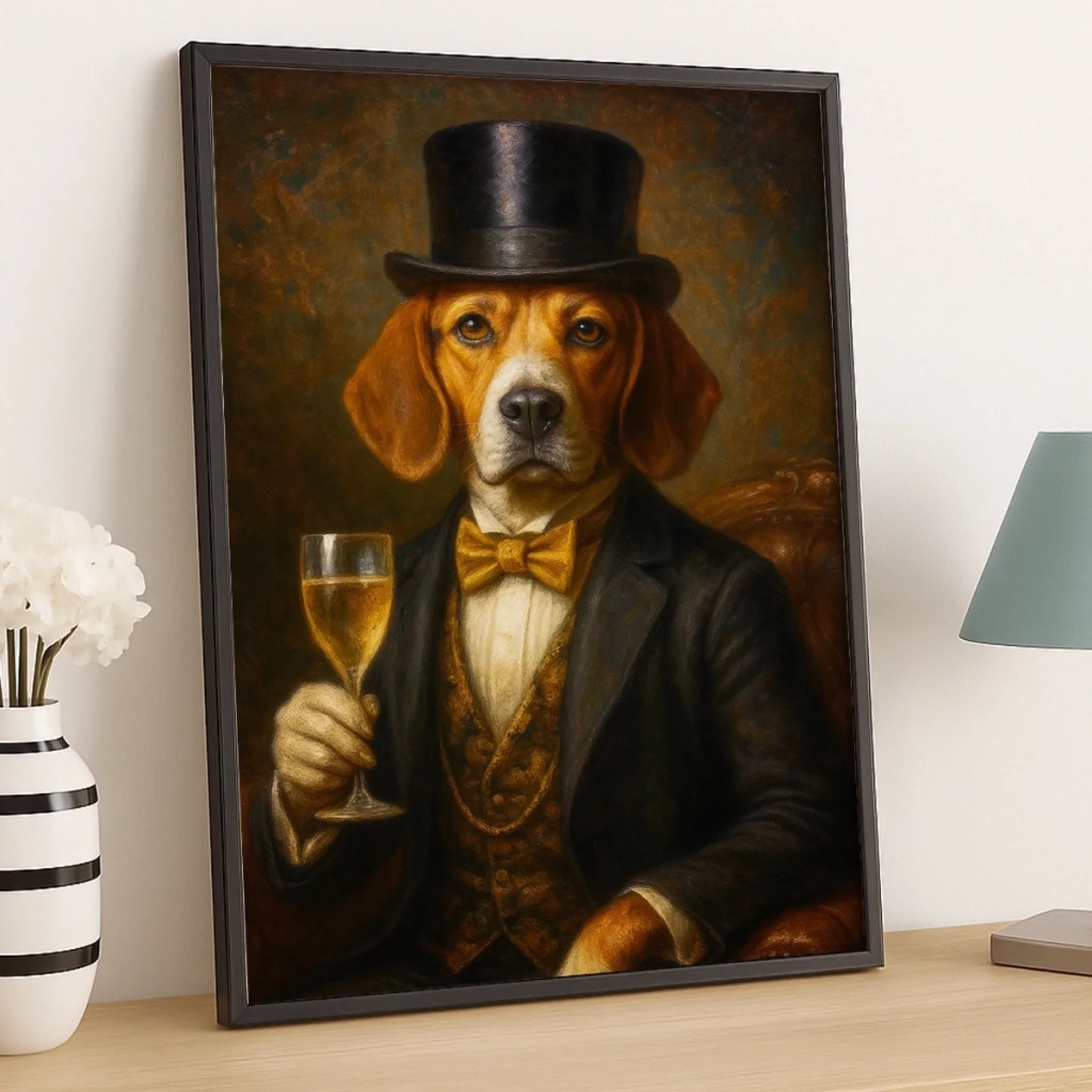 Custom Photo Vertical Poster - Personalized Birthday Gifts For Dog Cat Lovers, Dog Dad And Mom, Cat Owners - Fine Dog, Finer Wine