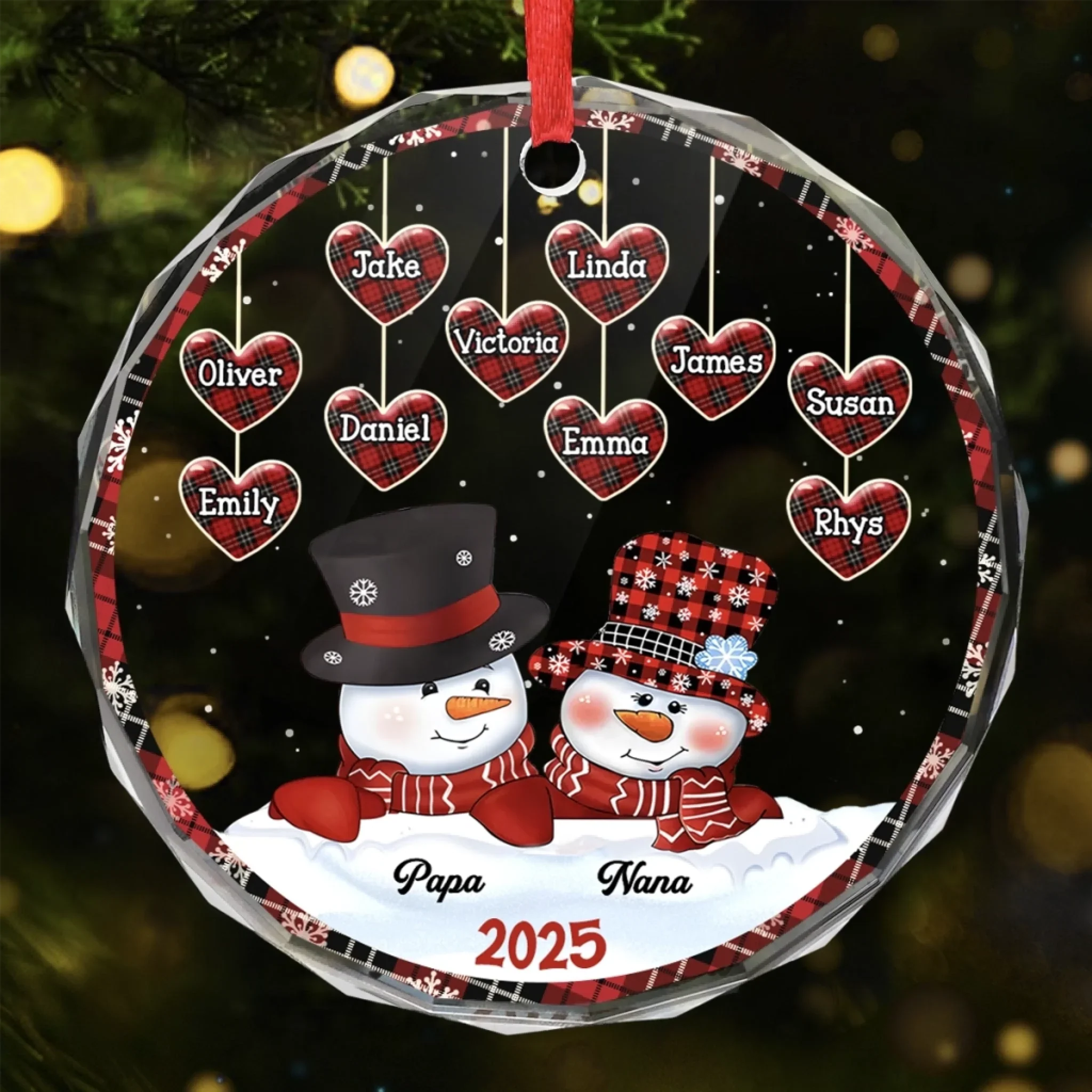 Grandma, Your Love Has Shaped Me In Lasting Ways - Family Personalized Custom Circle Glass Ornament - Christmas Gift For Grandma, Grandpa