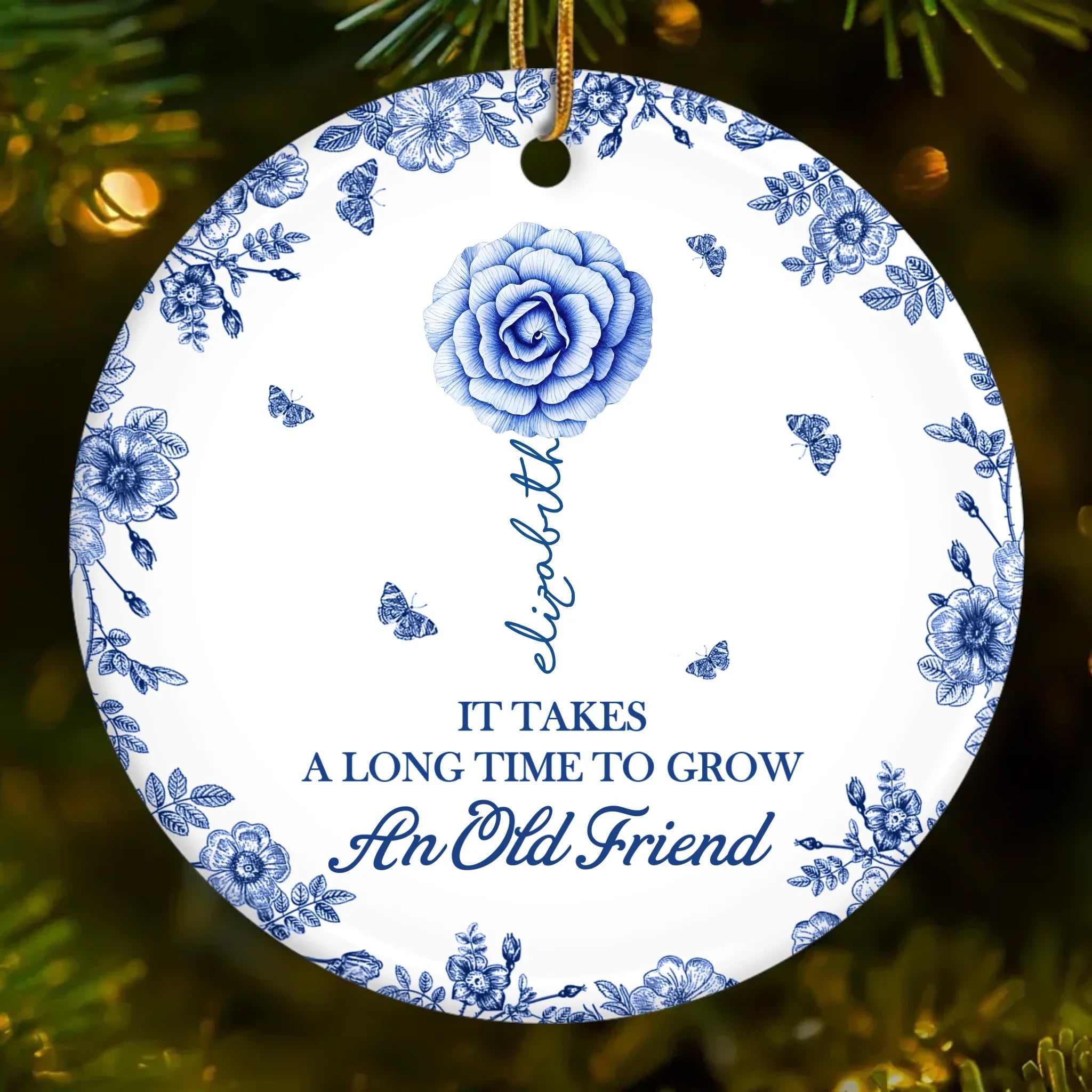 Custom Ceramic Ornament - Personalized Best Friend Birthday Gifts For Women, Besties, Sisters, BFF - True Friendship Takes Time