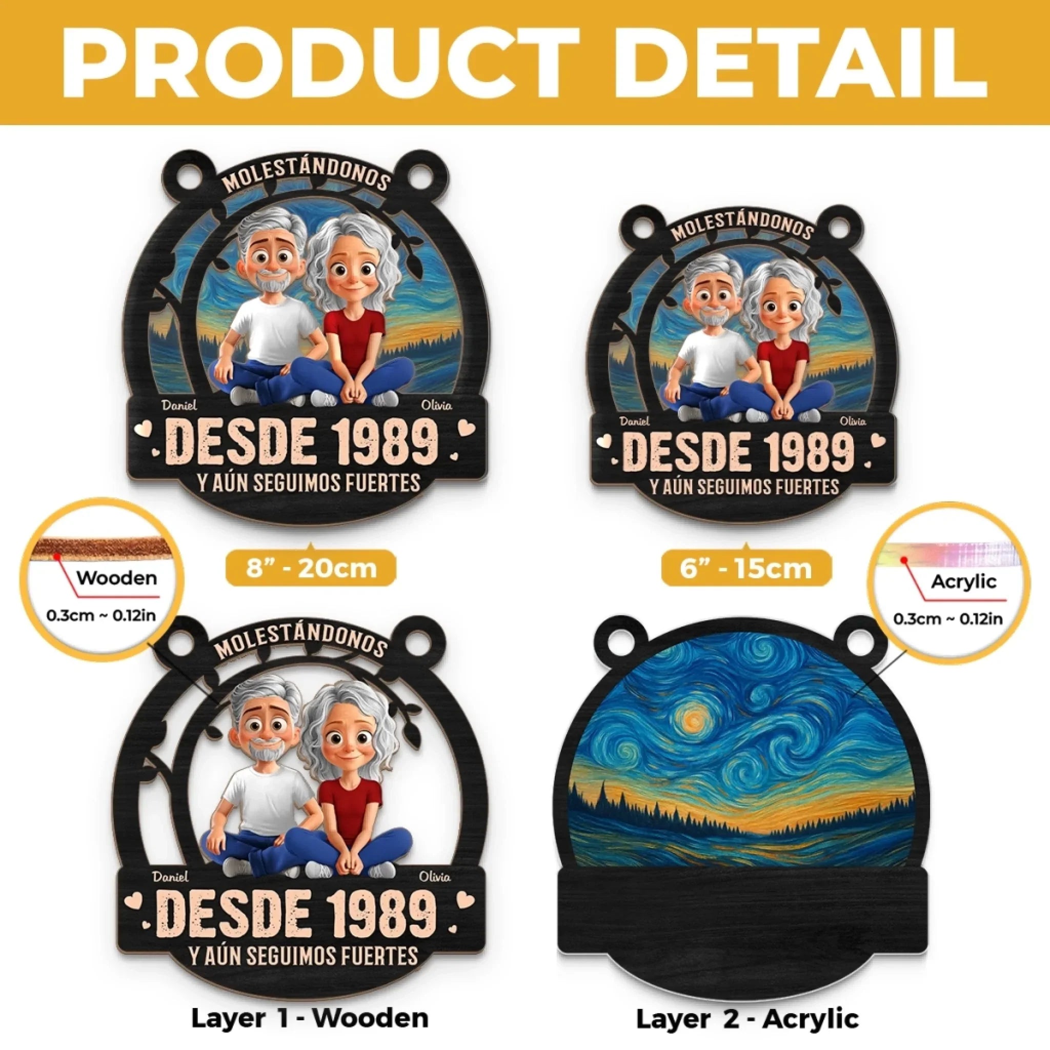 Adorno Colgante de Ventana Personalizado - Regalos Personalizados de Aniversario y Boda para Esposo y Esposa, l y Ella - Molestndonos Desde
