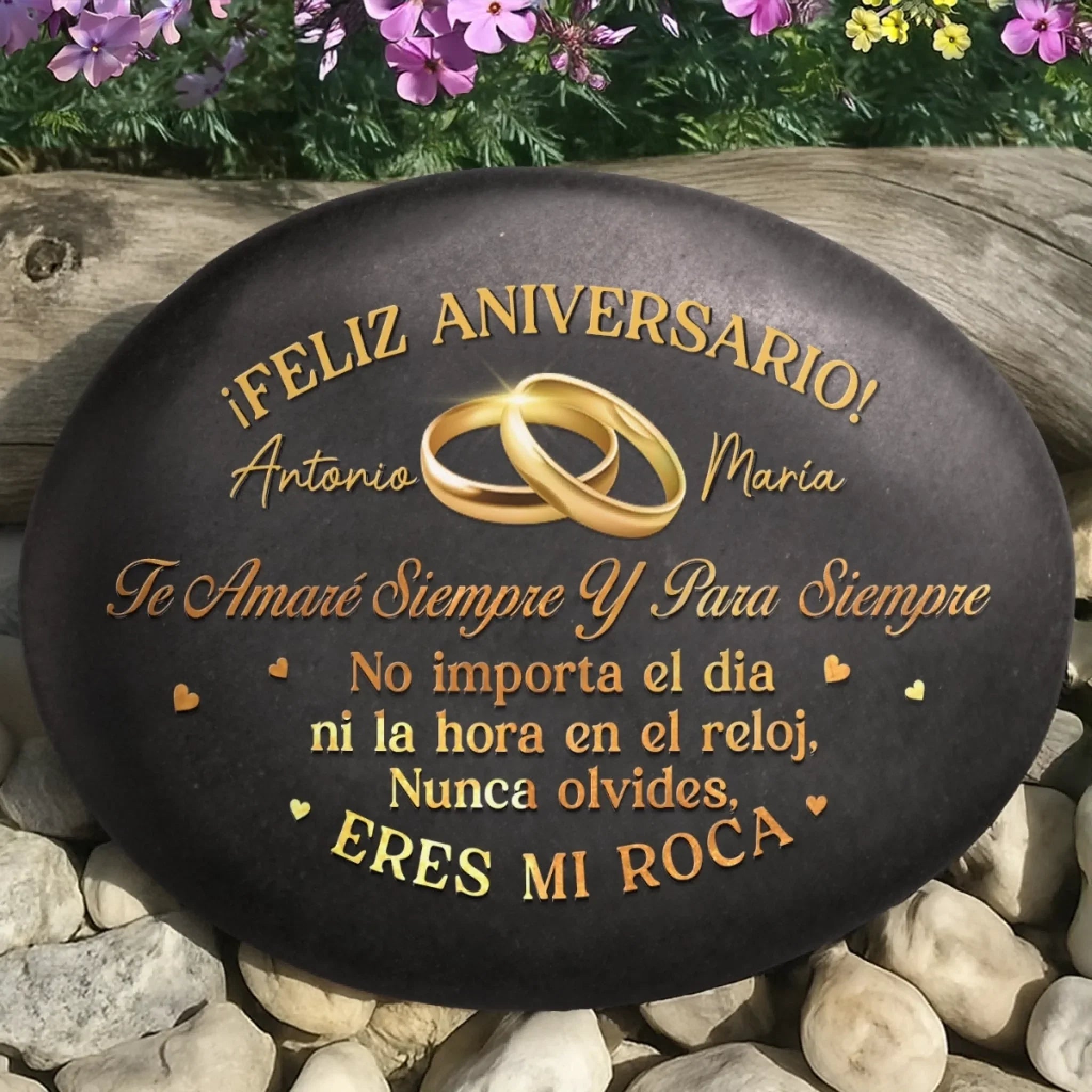 Roca Impresa Personalizada - Regalos Personalizados de Aniversario y Boda para Esposo y Esposa, l y Ella - El Amor Crece Con El Tiempo