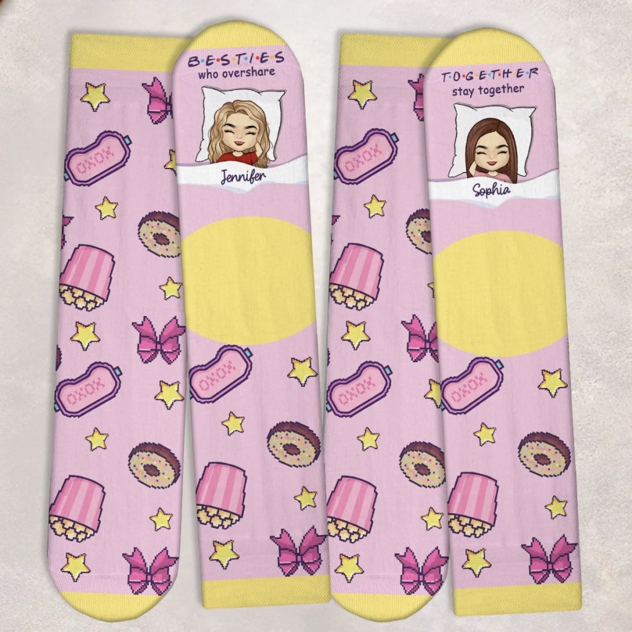 Custom Crew Socks - Personalized Best Friend Birthday Gifts For Women, Besties, Sisters, BFF - Besties With Zero Limits