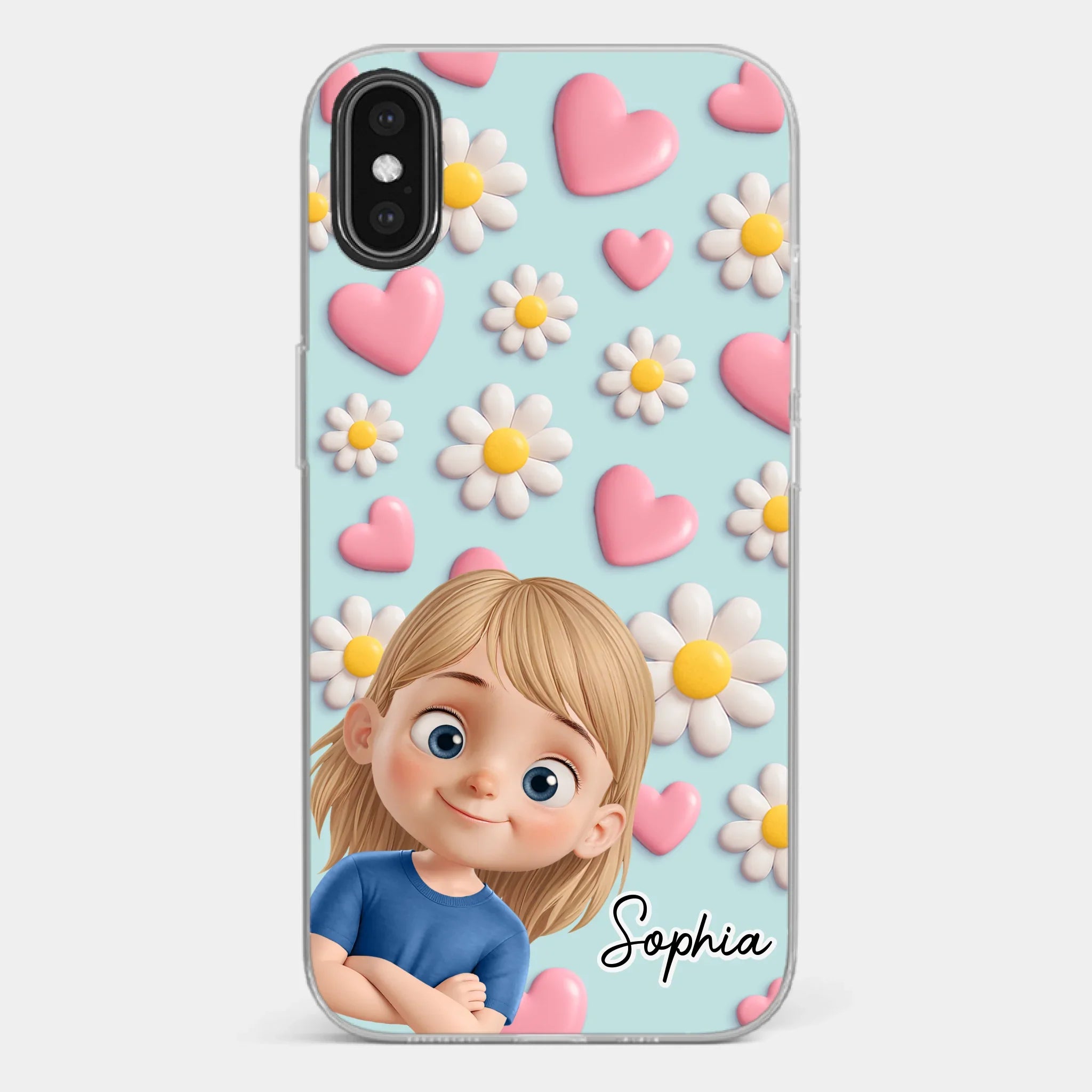 Custom 3D Inflated Effect Printed Clear Phone Case - Personalized Birthday Gifts For Mom, Grandma - Love You To Pieces