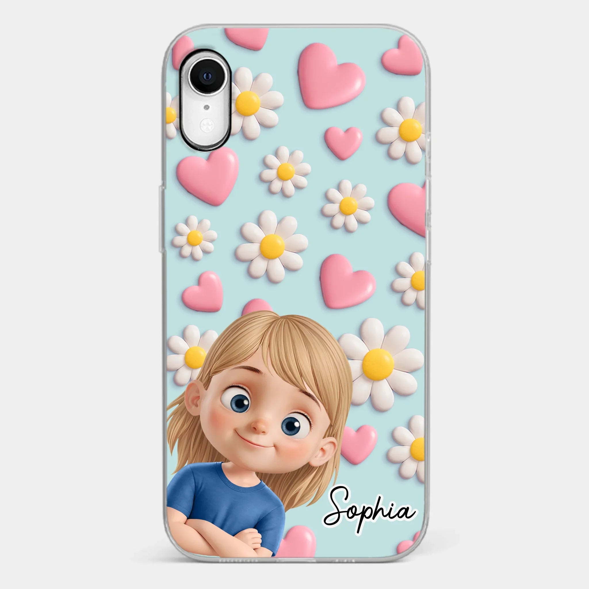 Custom 3D Inflated Effect Printed Clear Phone Case - Personalized Birthday Gifts For Mom, Grandma - Love You To Pieces