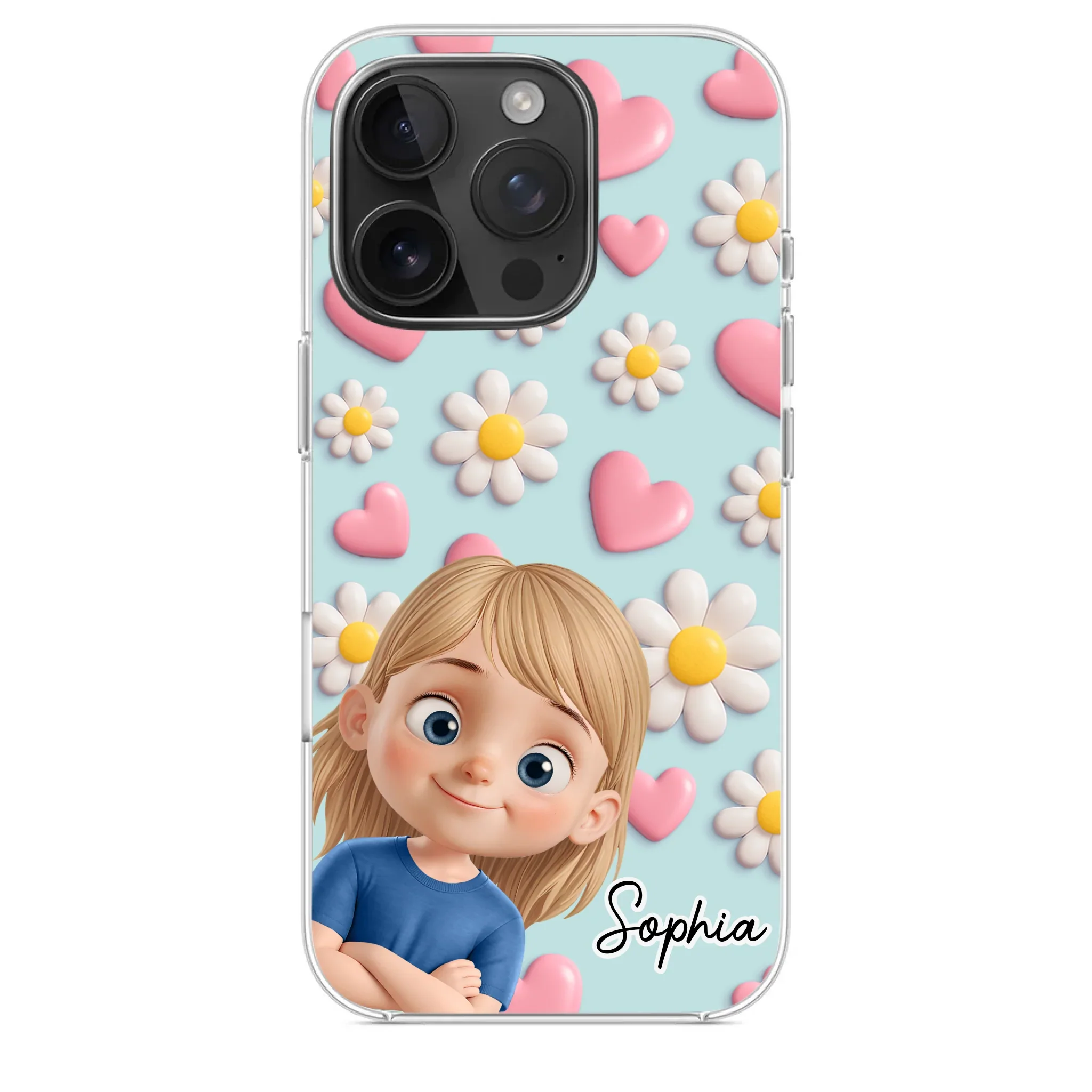 Custom 3D Inflated Effect Printed Clear Phone Case - Personalized Birthday Gifts For Mom, Grandma - Love You To Pieces