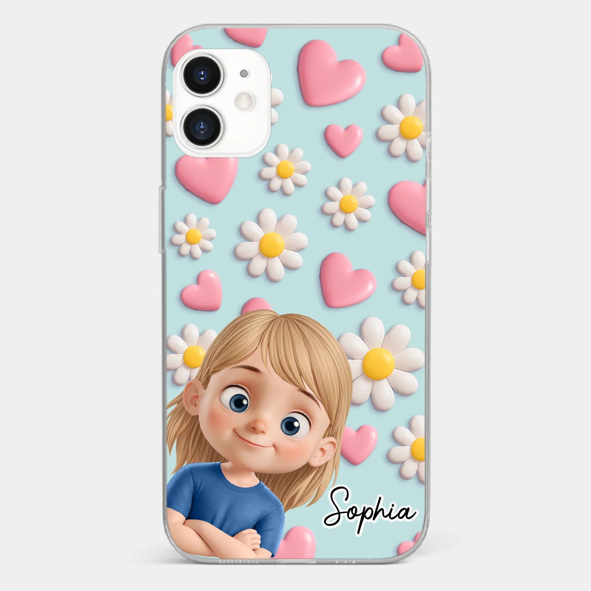 Custom 3D Inflated Effect Printed Clear Phone Case - Personalized Birthday Gifts For Mom, Grandma - Love You To Pieces