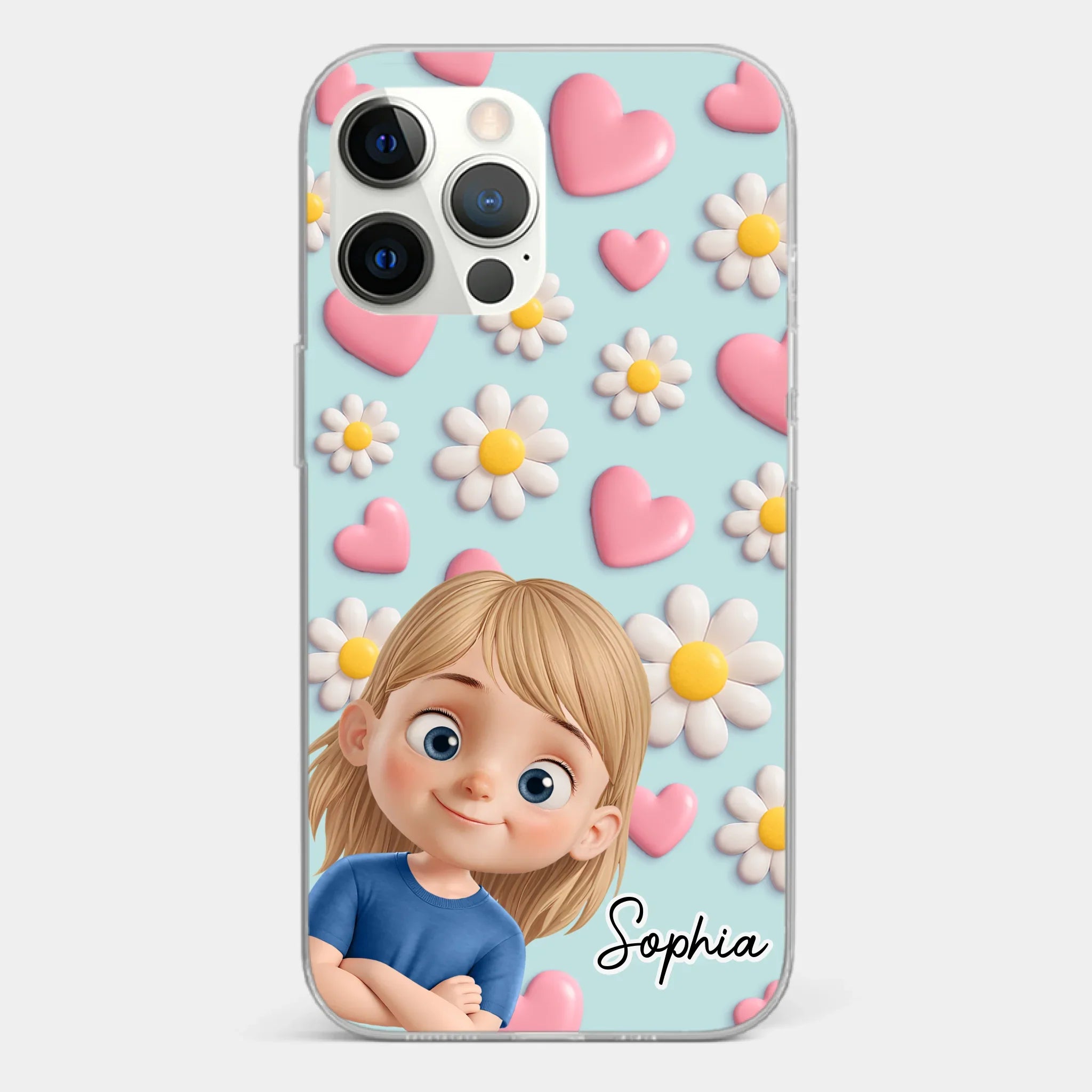 Custom 3D Inflated Effect Printed Clear Phone Case - Personalized Birthday Gifts For Mom, Grandma - Love You To Pieces