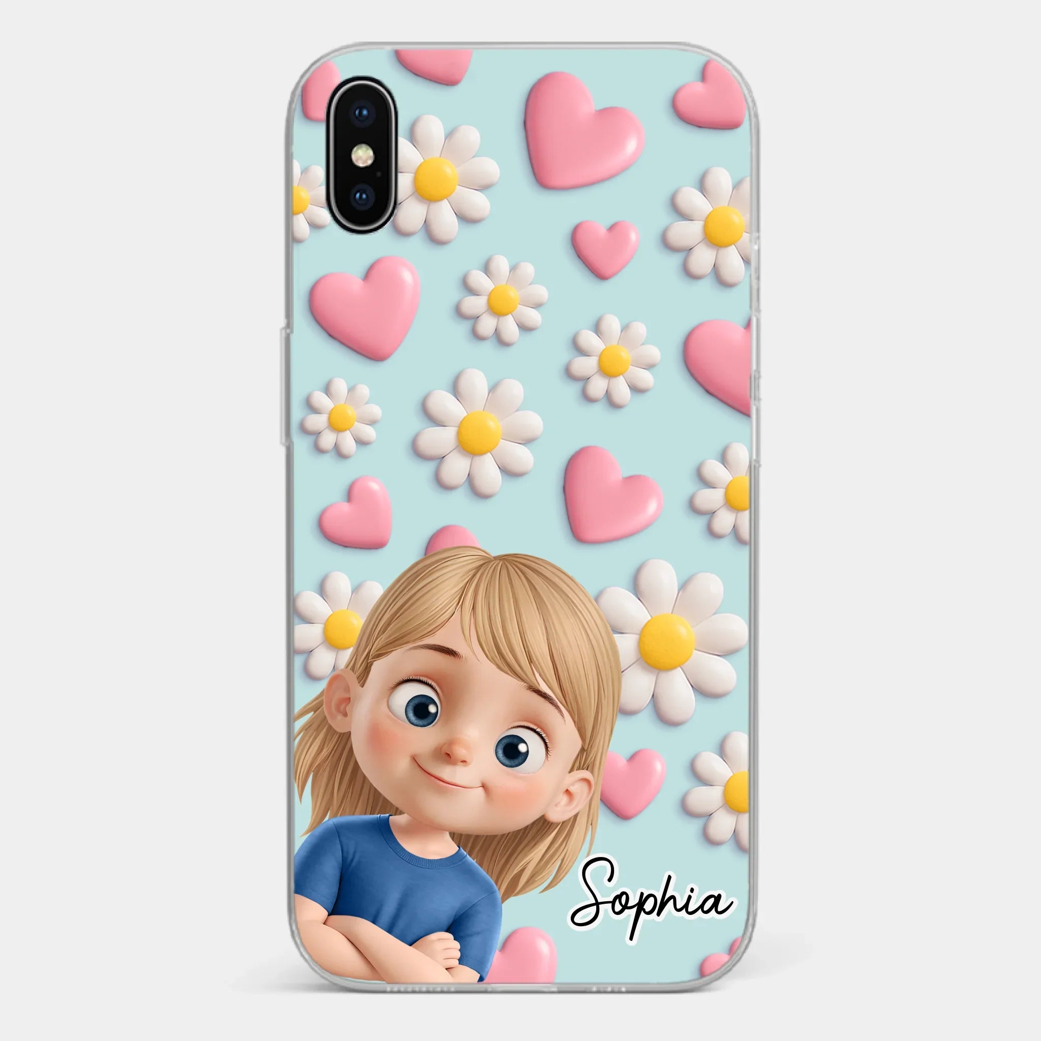 Custom 3D Inflated Effect Printed Clear Phone Case - Personalized Birthday Gifts For Mom, Grandma - Love You To Pieces