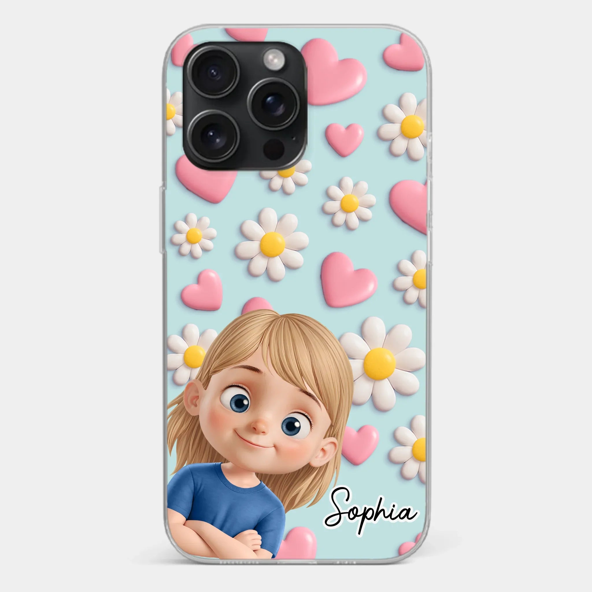 Custom 3D Inflated Effect Printed Clear Phone Case - Personalized Birthday Gifts For Mom, Grandma - Love You To Pieces