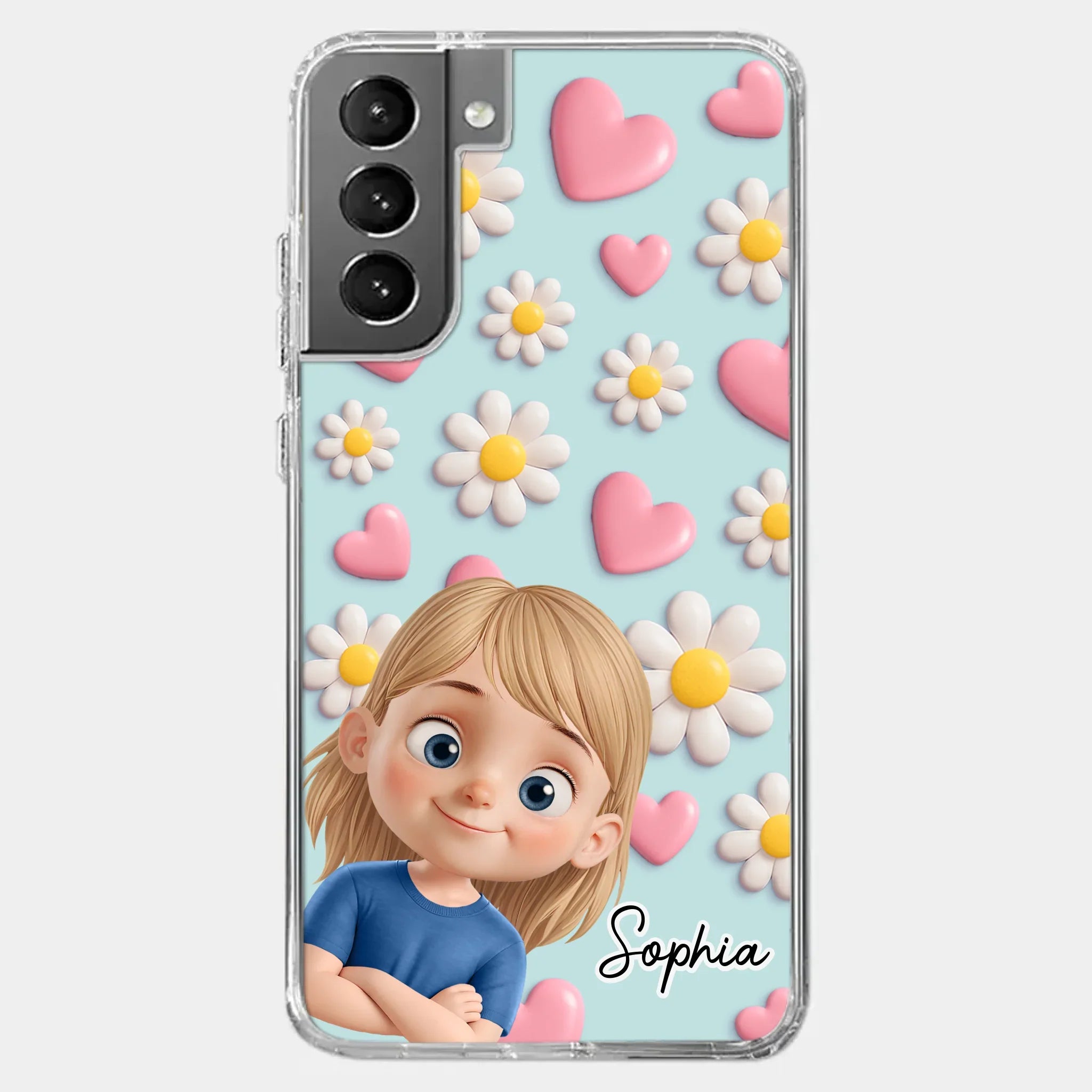 Custom 3D Inflated Effect Printed Clear Phone Case - Personalized Birthday Gifts For Mom, Grandma - Love You To Pieces