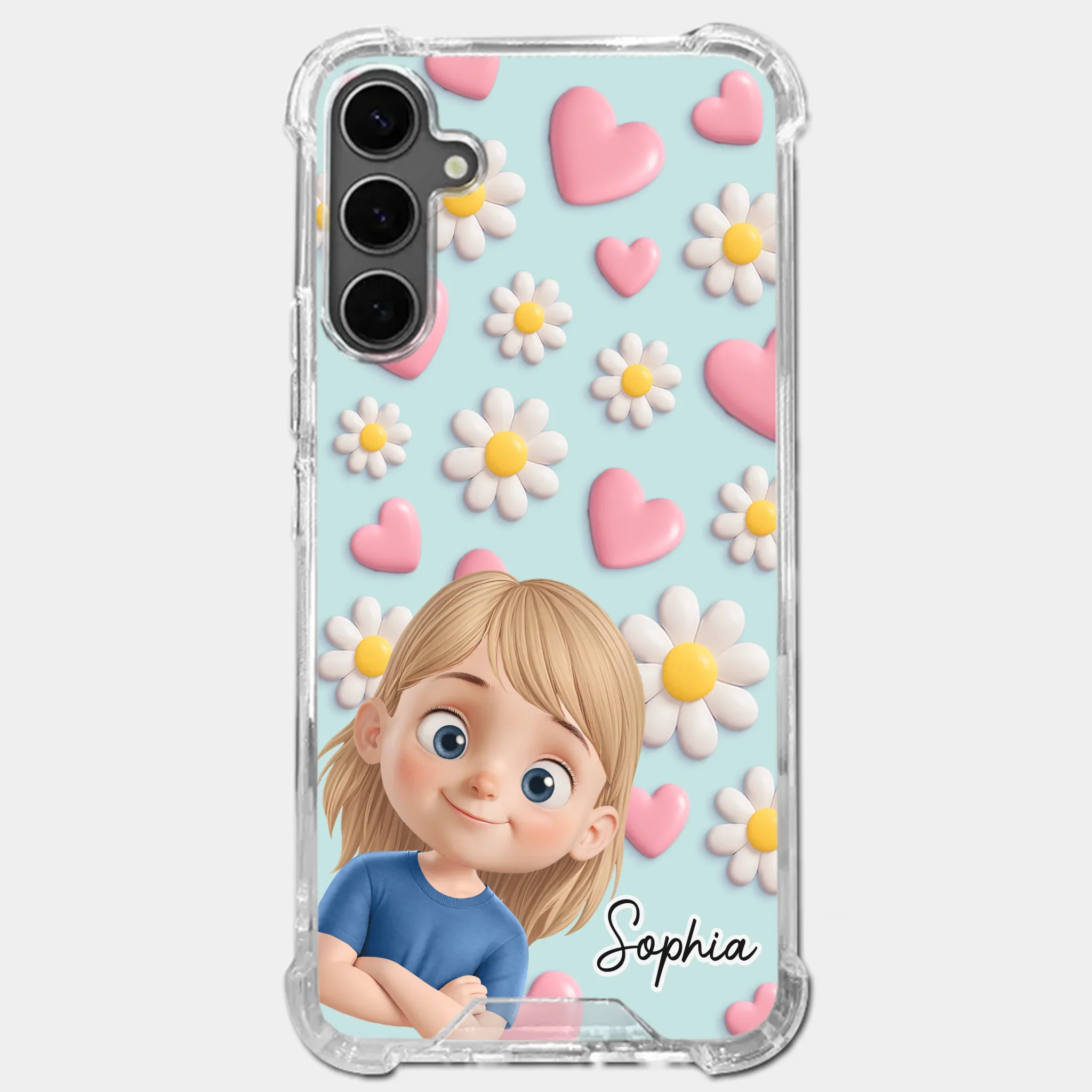 Custom 3D Inflated Effect Printed Clear Phone Case - Personalized Birthday Gifts For Mom, Grandma - Love You To Pieces