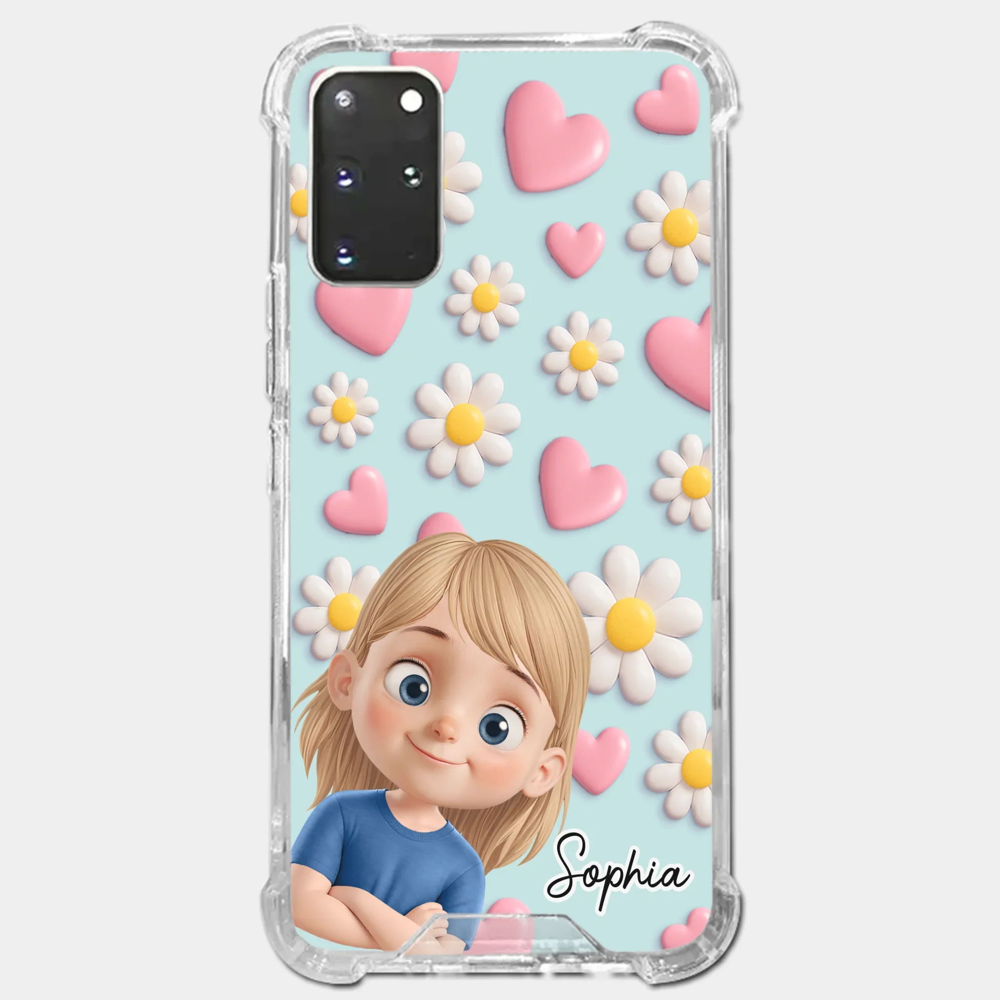 Custom 3D Inflated Effect Printed Clear Phone Case - Personalized Birthday Gifts For Mom, Grandma - Love You To Pieces