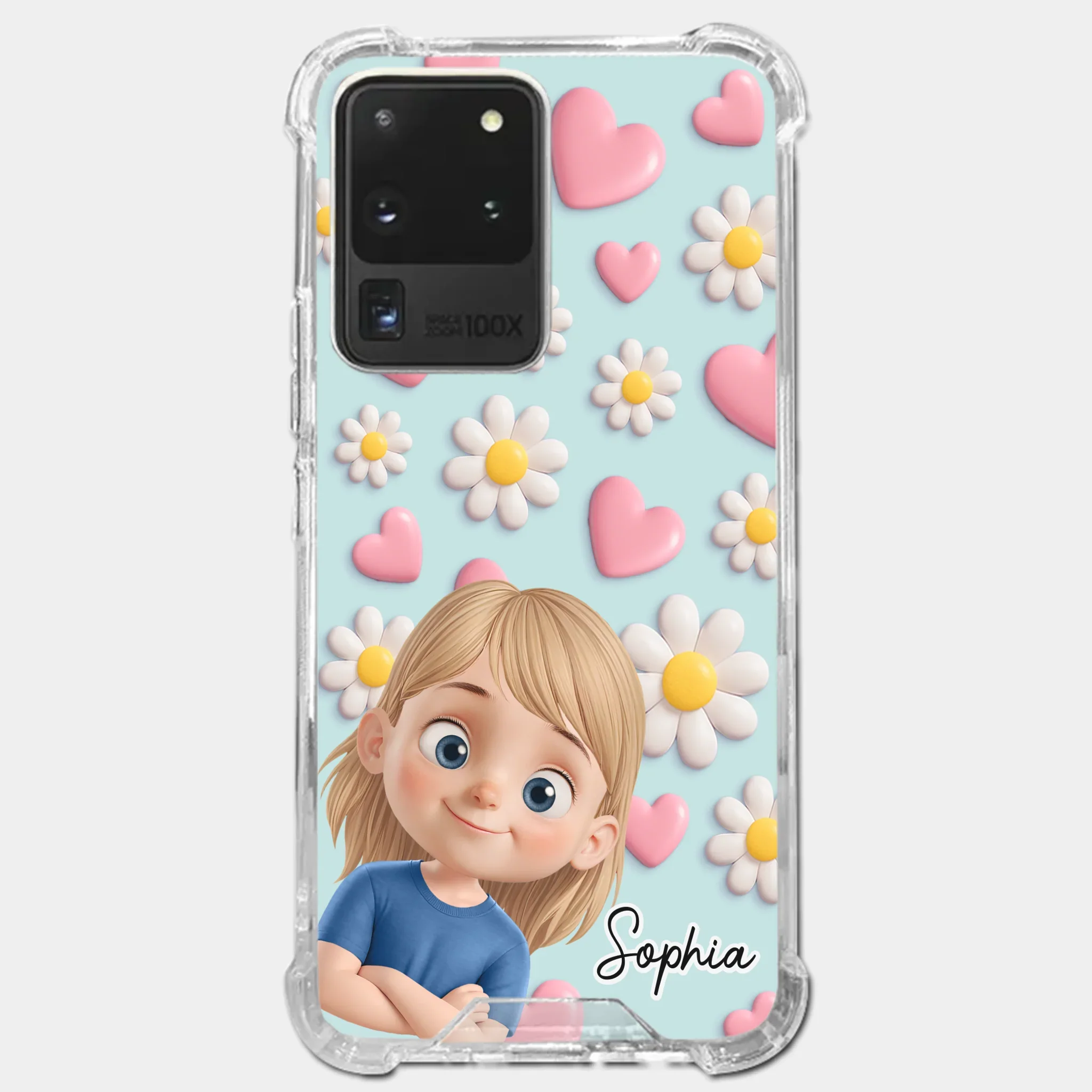 Custom 3D Inflated Effect Printed Clear Phone Case - Personalized Birthday Gifts For Mom, Grandma - Love You To Pieces
