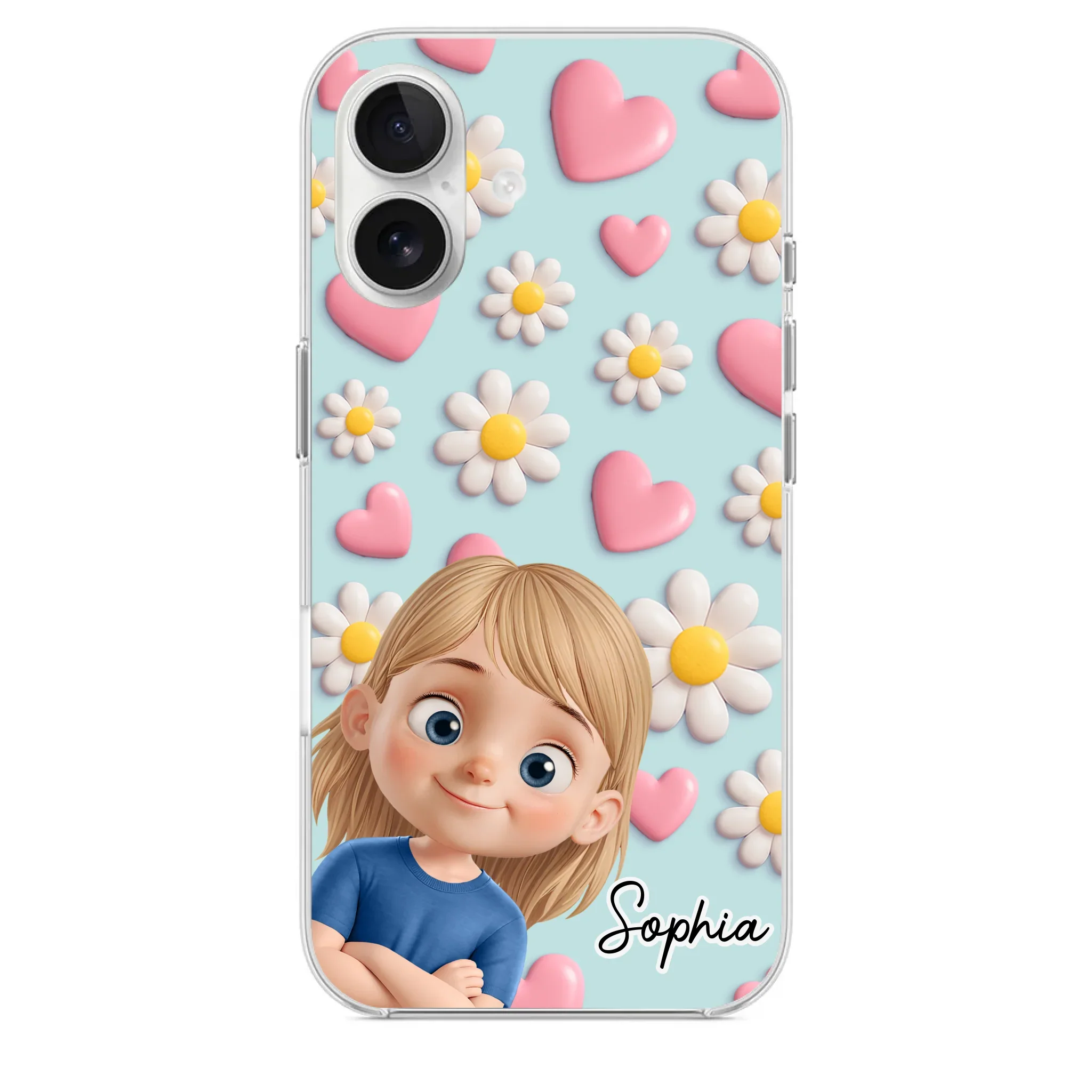 Custom 3D Inflated Effect Printed Clear Phone Case - Personalized Birthday Gifts For Mom, Grandma - Love You To Pieces