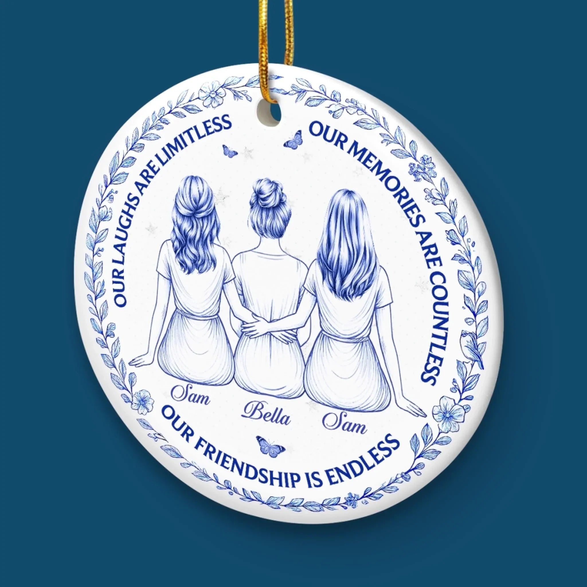 Custom Ceramic Ornament - Personalized Best Friend Christmas Birthday Gifts For Women, Besties, Sisters, BFF - Our Friendship Is Endless