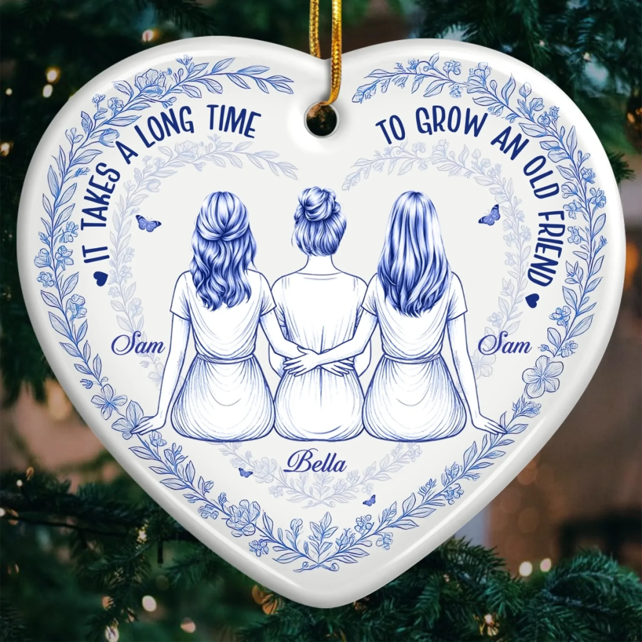 Custom Ceramic Ornament - Personalized Best Friend Christmas Birthday Gifts For Women, Besties, Sisters, BFF - Very Very Old Friends