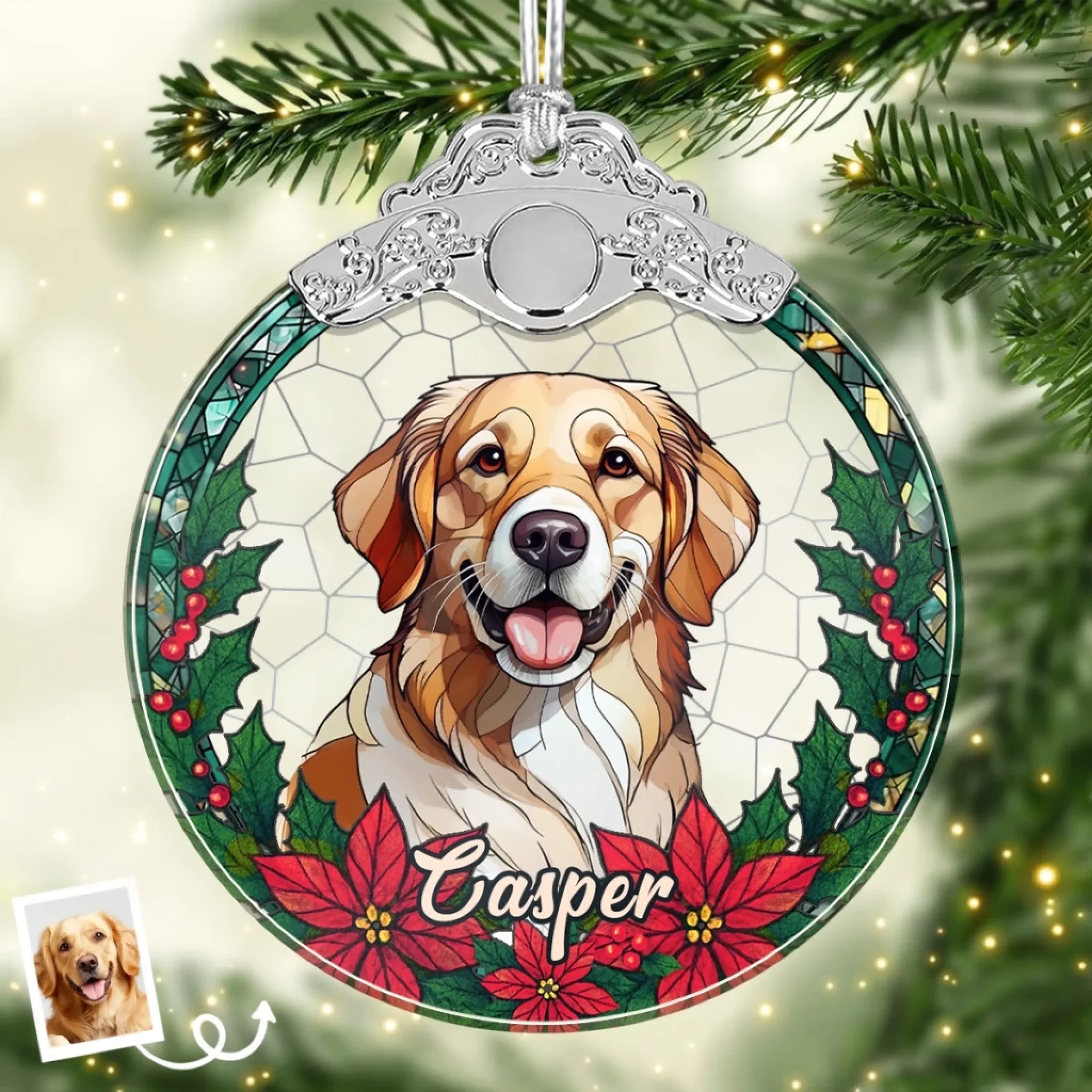 Custom Photo Glass Ornament - Personalized Christmas Birthday Gifts For Dog Cat Lovers, Dog Dad And Mom, Cat Owners - Merry Woofmas