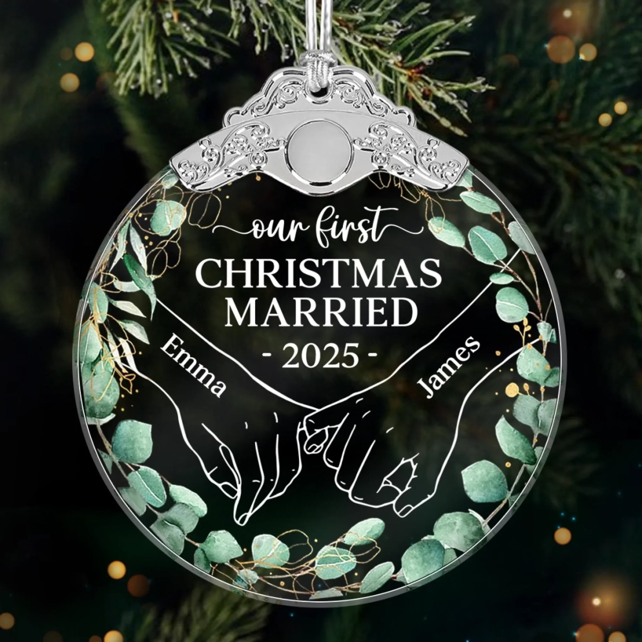 Custom Glass Ornament - Personalized Anniversary Christmas Wedding Gifts For Husband And Wife, Him And Her - Forever Us