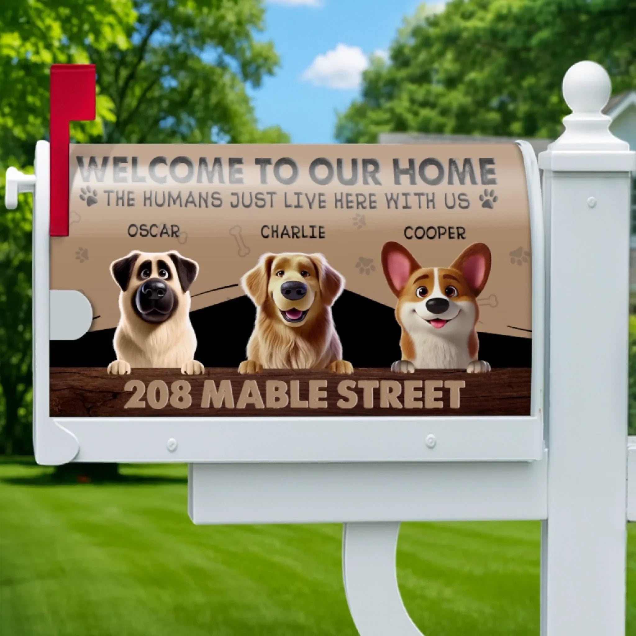 Custom Magnetic Mailbox Cover - Personalized Birthday Gifts For Dog Cat Lovers, Dog Dad And Mom, Cat Owners - Fur Family Lives Here