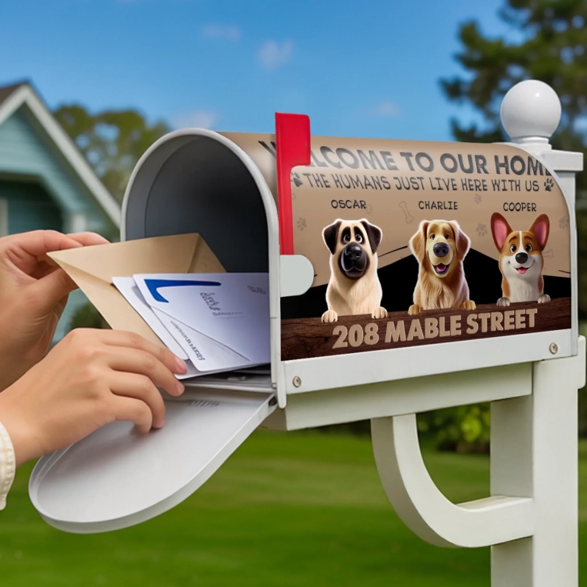 Custom Magnetic Mailbox Cover - Personalized Birthday Gifts For Dog Cat Lovers, Dog Dad And Mom, Cat Owners - Fur Family Lives Here