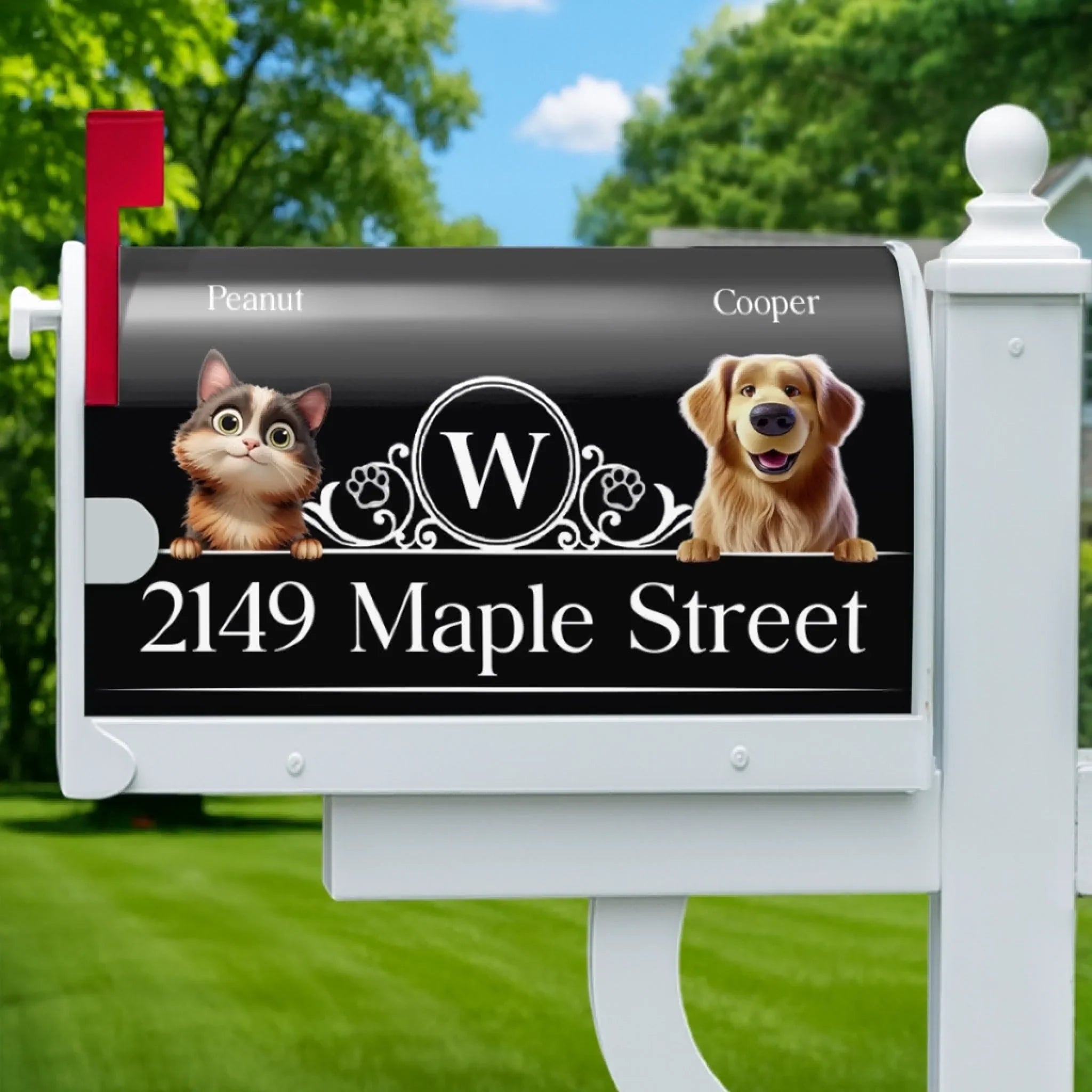 Custom Magnetic Mailbox Cover - Personalized Birthday Gifts For Dog Cat Lovers, Dog Dad And Mom, Cat Owners - Barking Is Our Doorbell