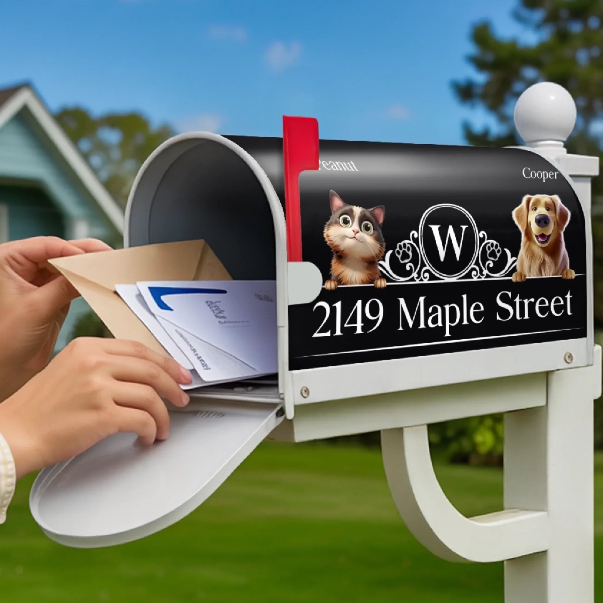 Custom Magnetic Mailbox Cover - Personalized Birthday Gifts For Dog Cat Lovers, Dog Dad And Mom, Cat Owners - Barking Is Our Doorbell