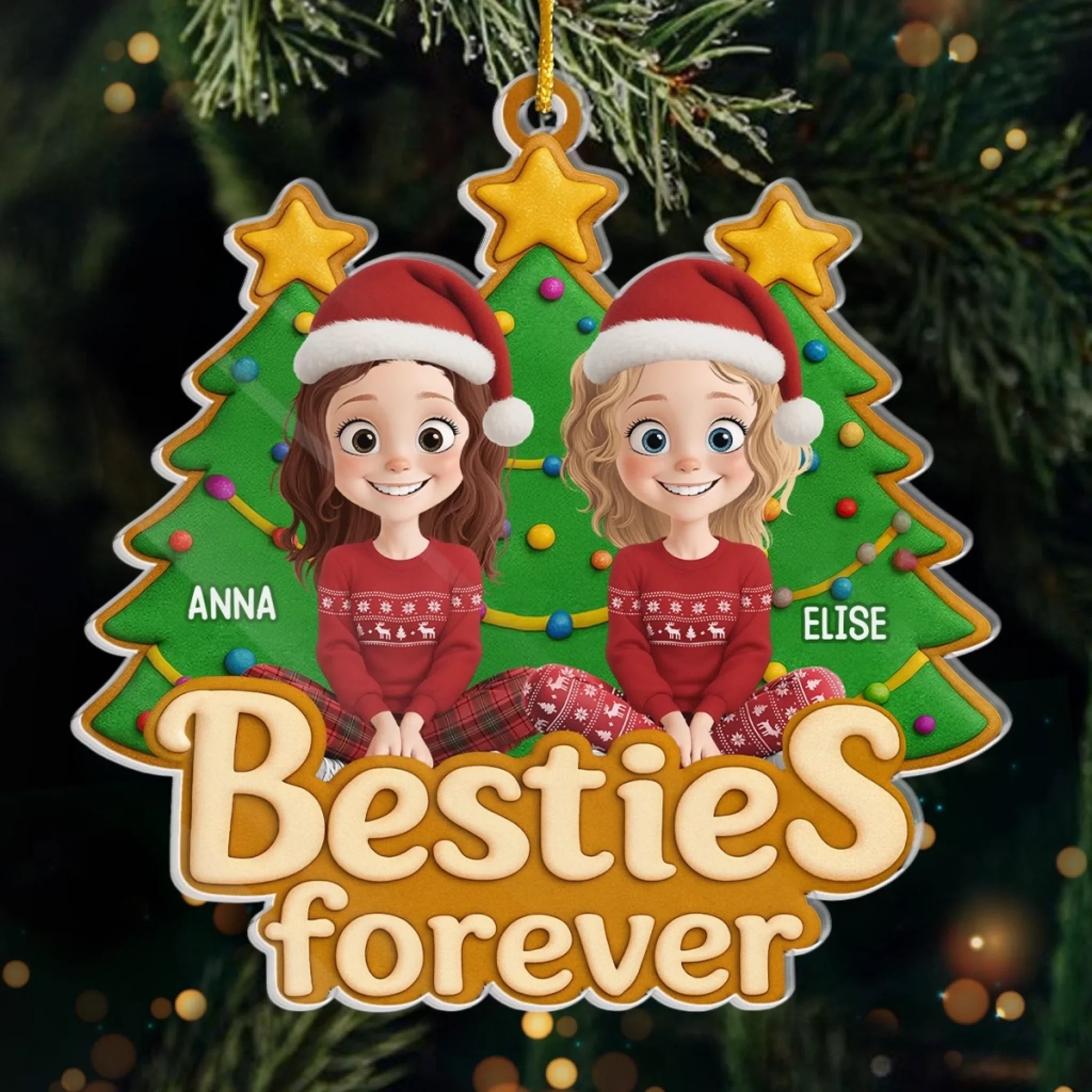 Custom Acrylic Ornament - Personalized Christmas Best Friend Birthday Gifts For Women, Besties, Sisters, BFF - Christmas Vibes With Besties