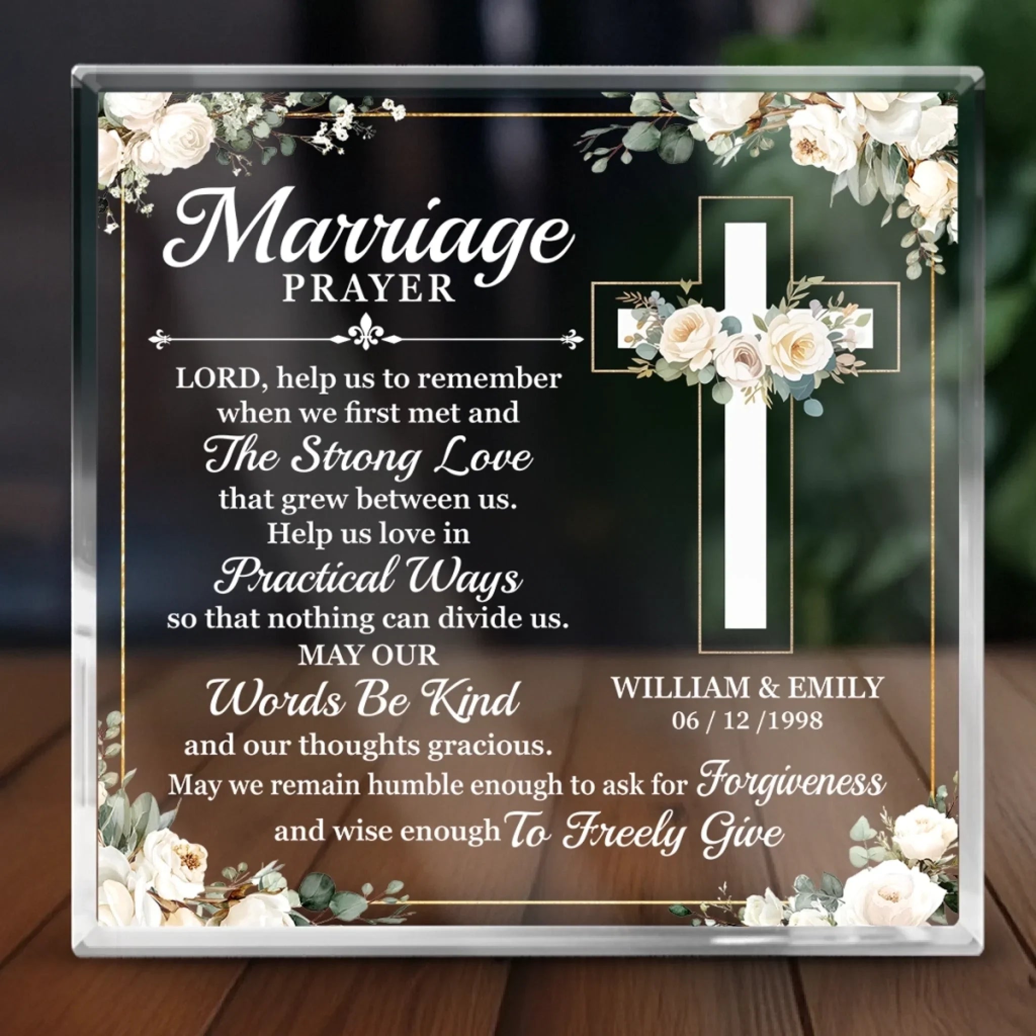 Custom Square Shaped Acrylic Plaque - Personalized Anniversary Wedding Gifts For Husband And Wife, Him And Her, All Believers, Jesus Lovers - Rooted In Love